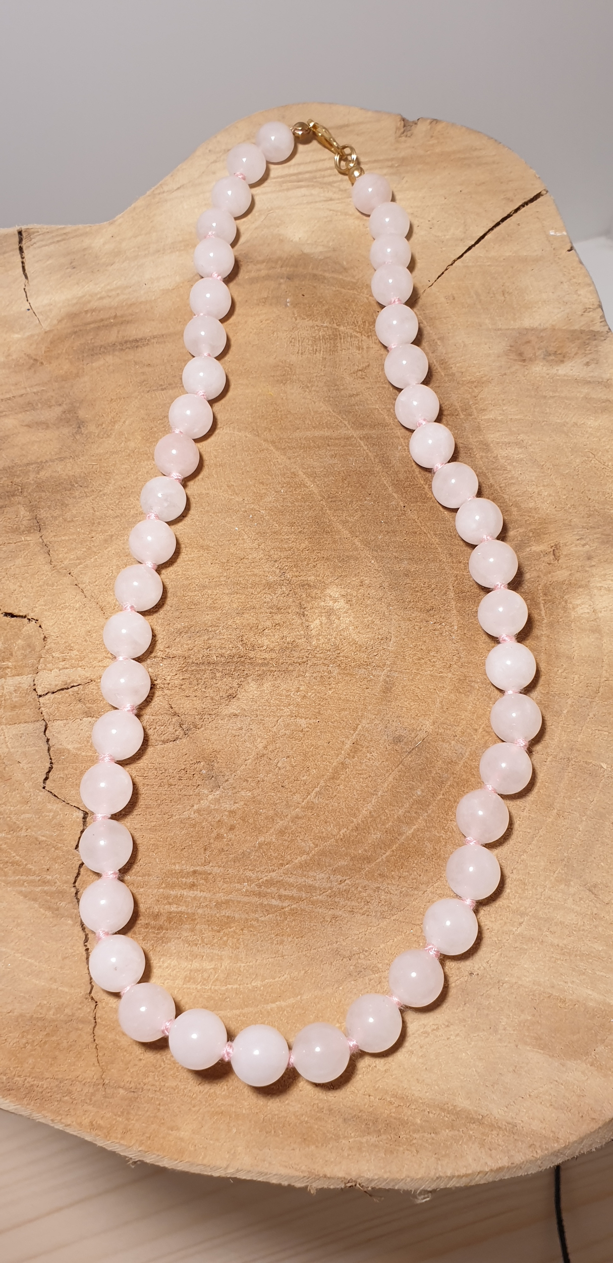 collier pepite quartz rose 1