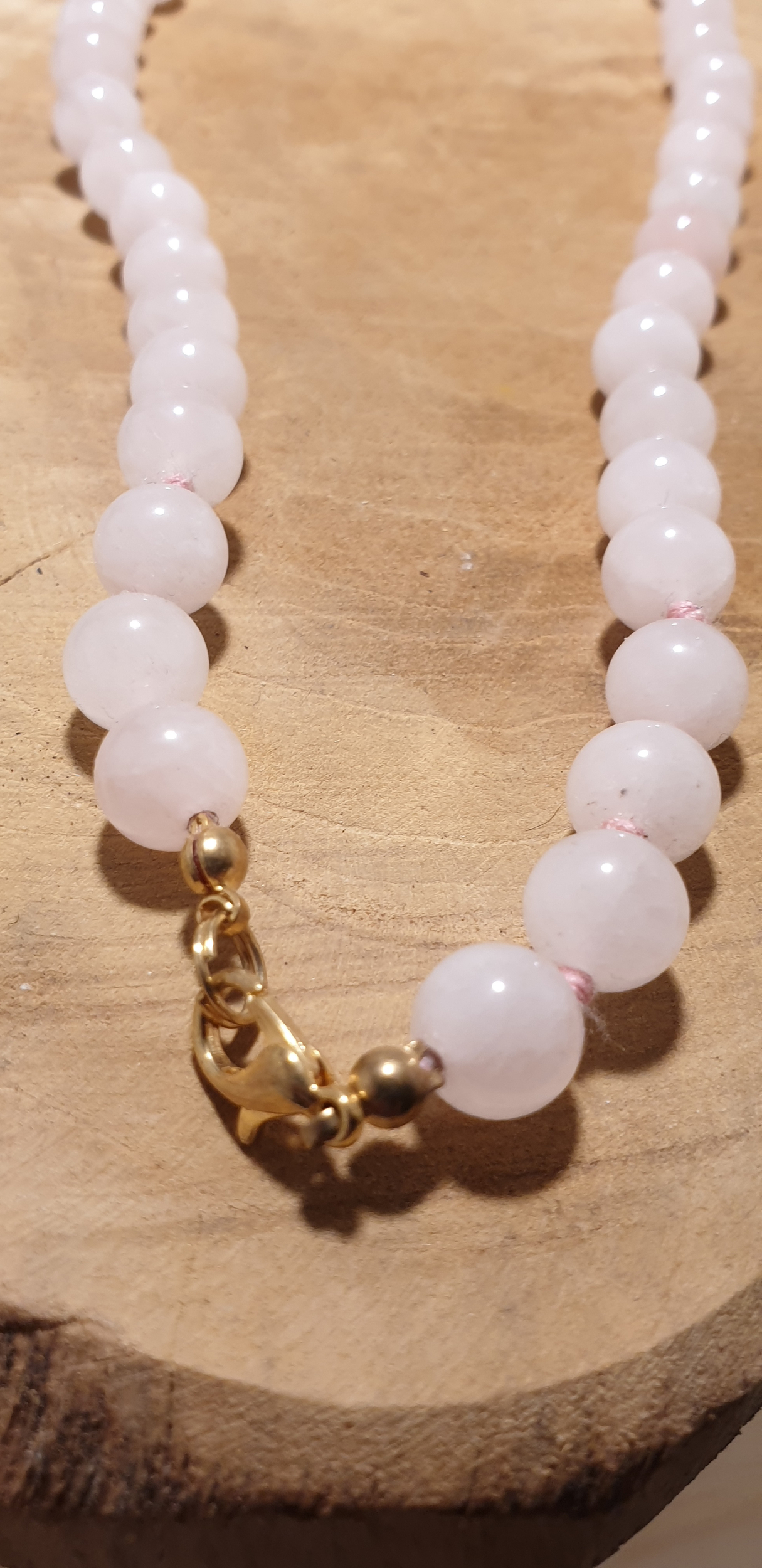 collier pepite quartz rose 4