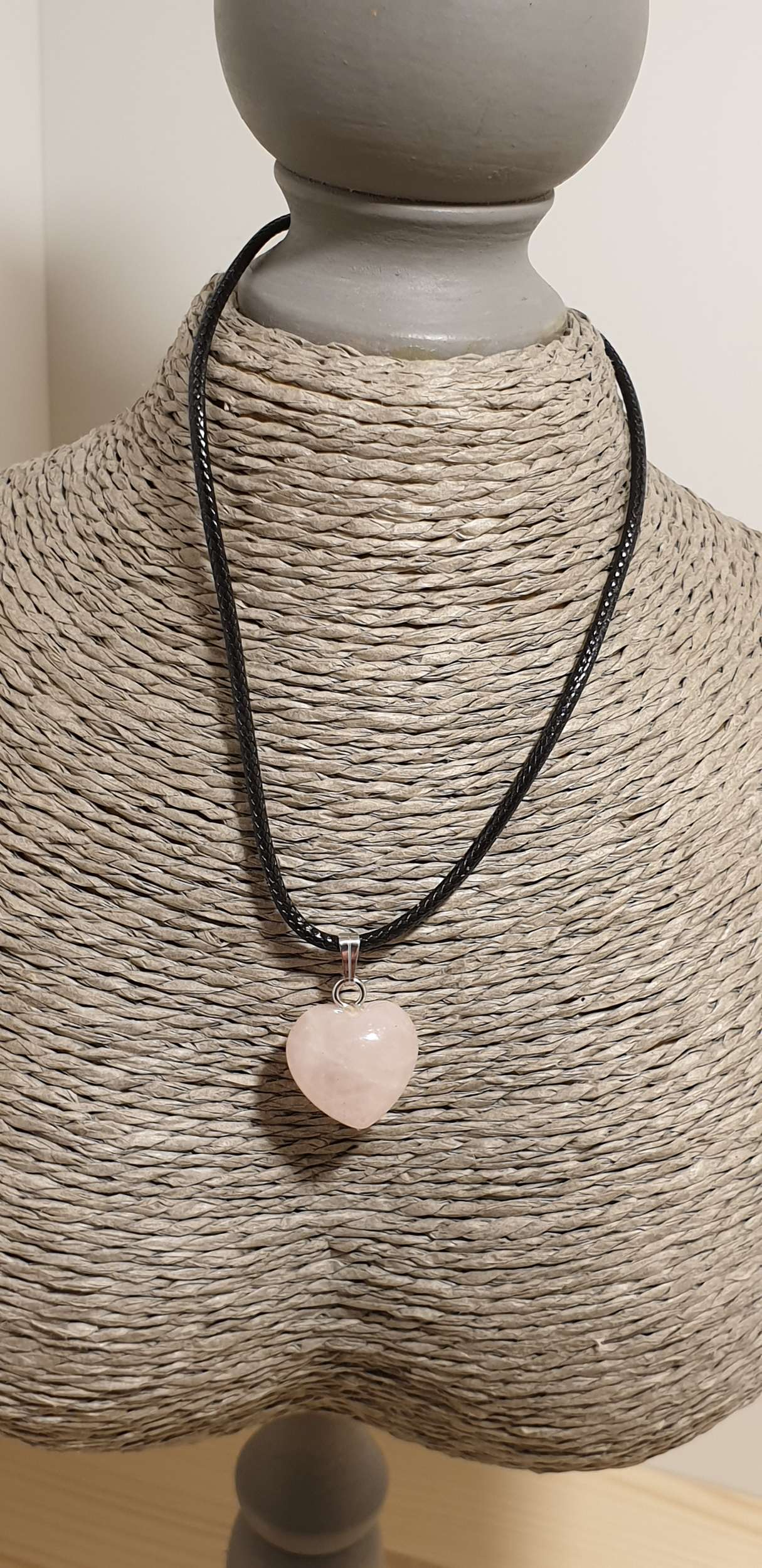 pendetif petit coeur quartz rose 1