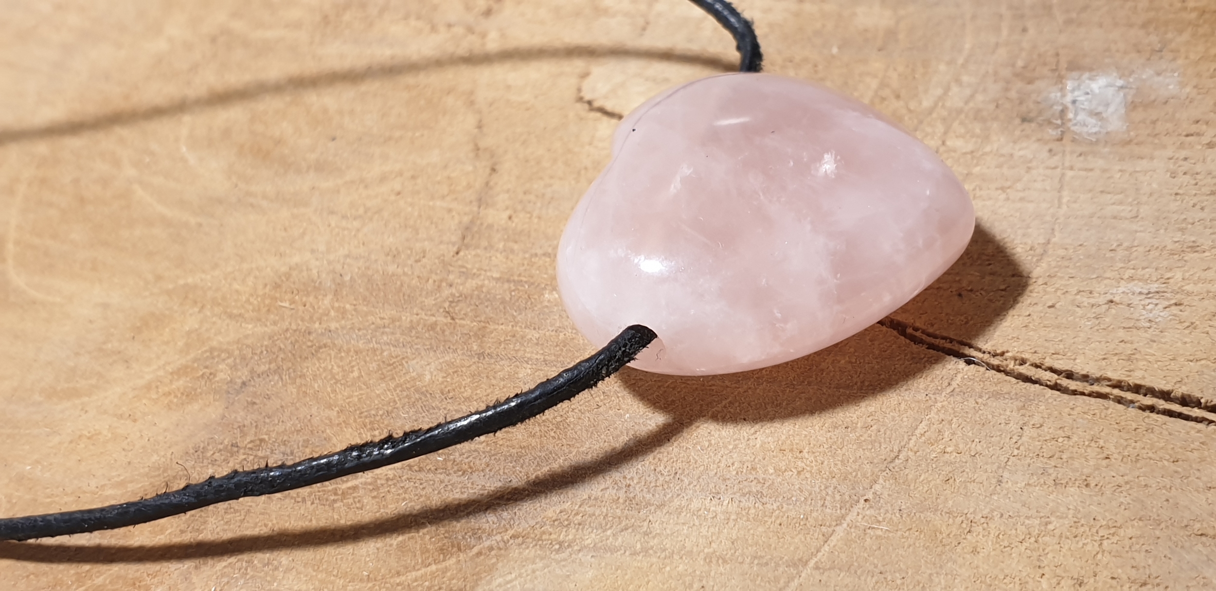 pendetif coeur percé quartz rose 3