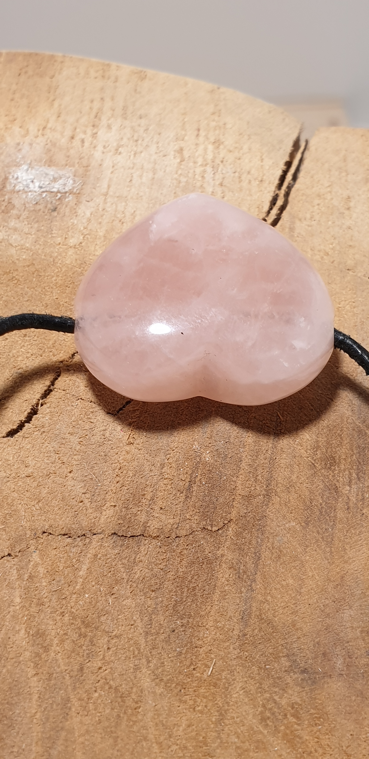 pendetif coeur percé quartz rose 6