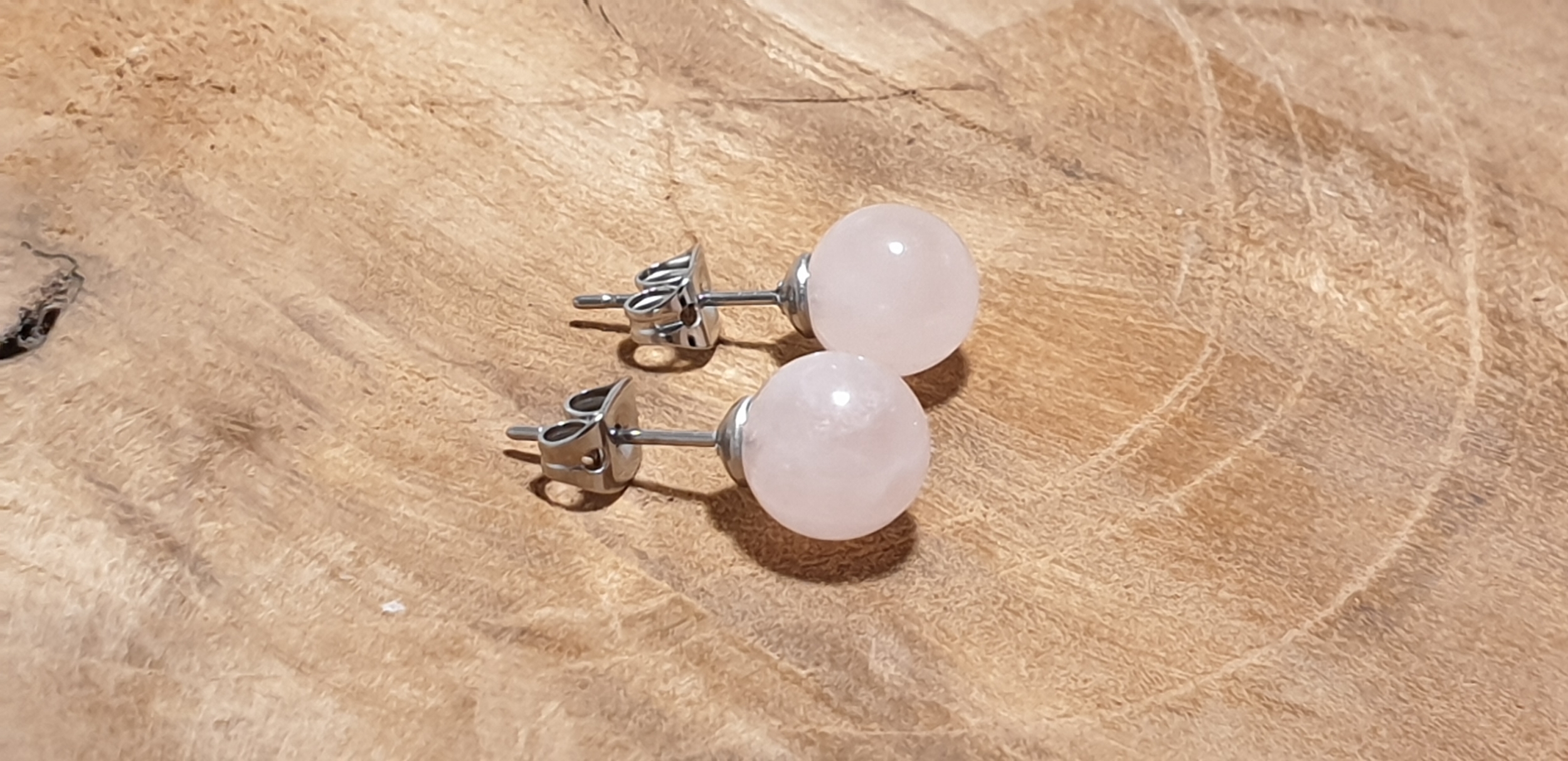 Boucles doreilles quartz rose 8mm 3