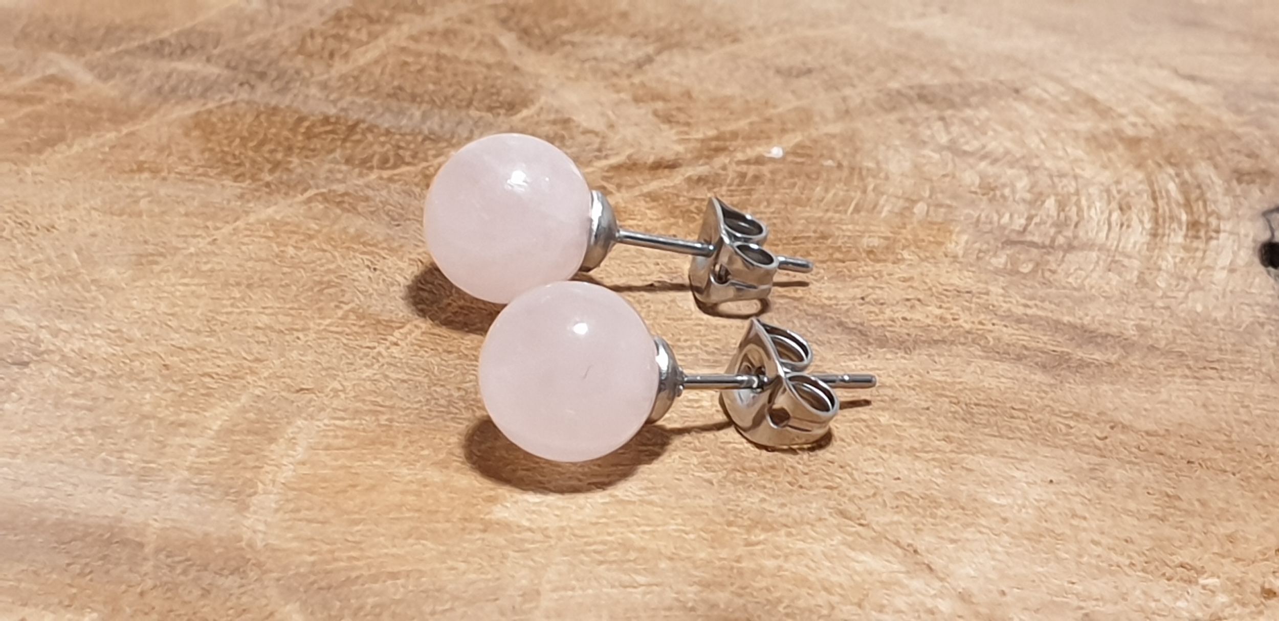 Boucles doreilles quartz rose 8mm 4
