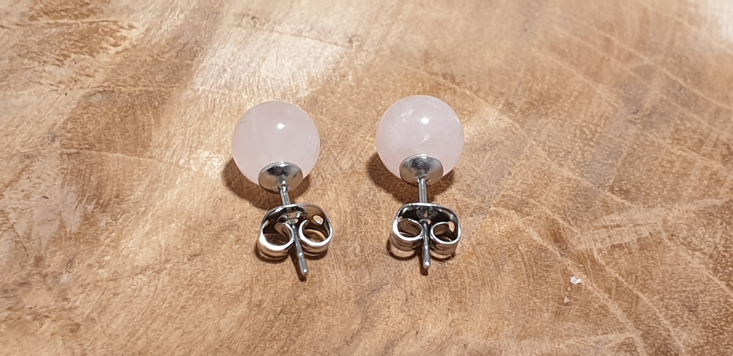 Boucles doreilles quartz rose 8mm 5
