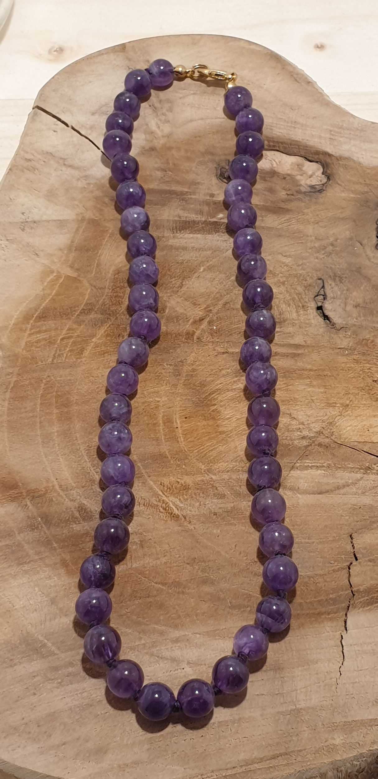 collier boule 8mm améthyste 1
