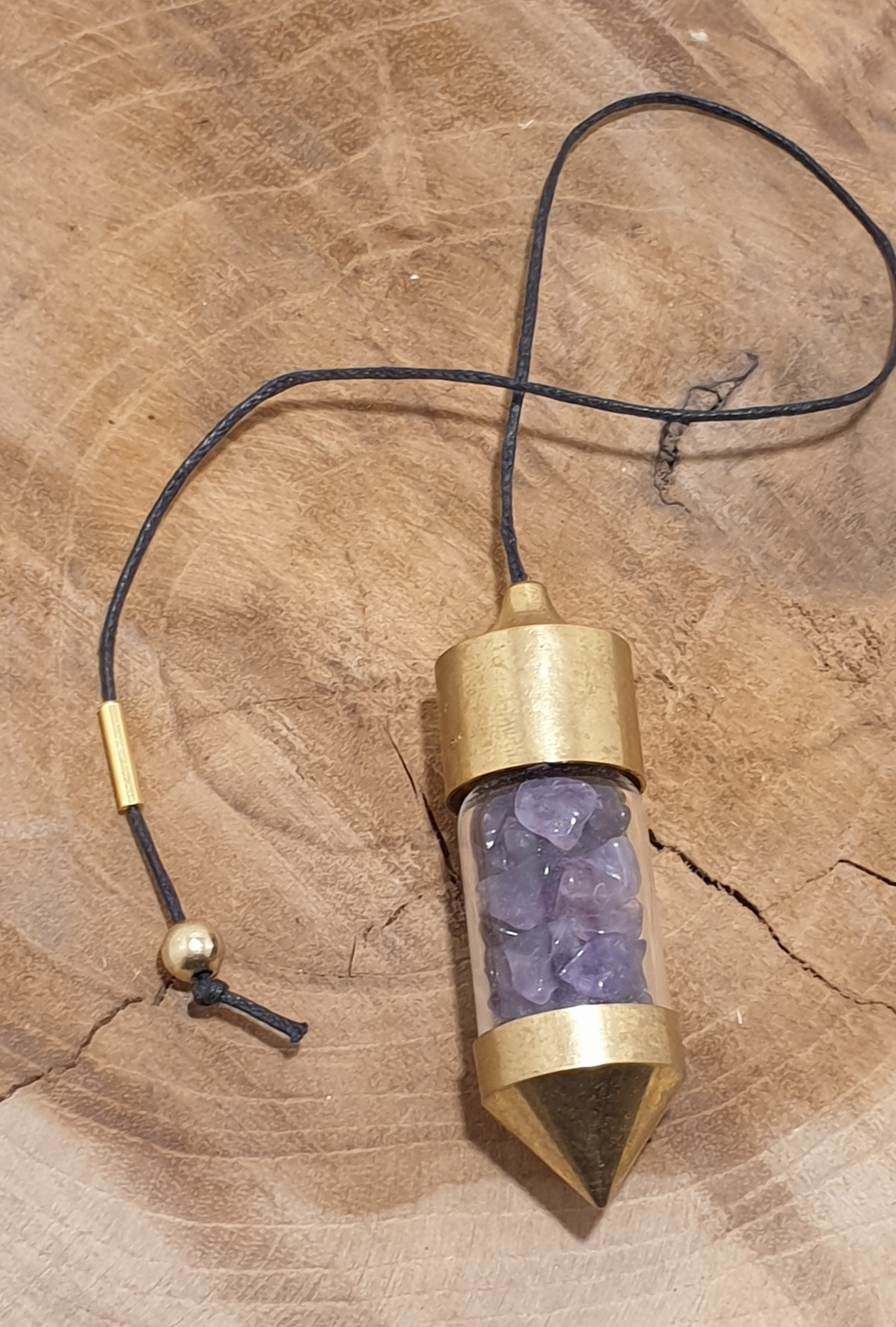 Pendule en laiton et pierres naturelles d'améthyste - Bijoux et  accessoires/Pendules - ms-bionature