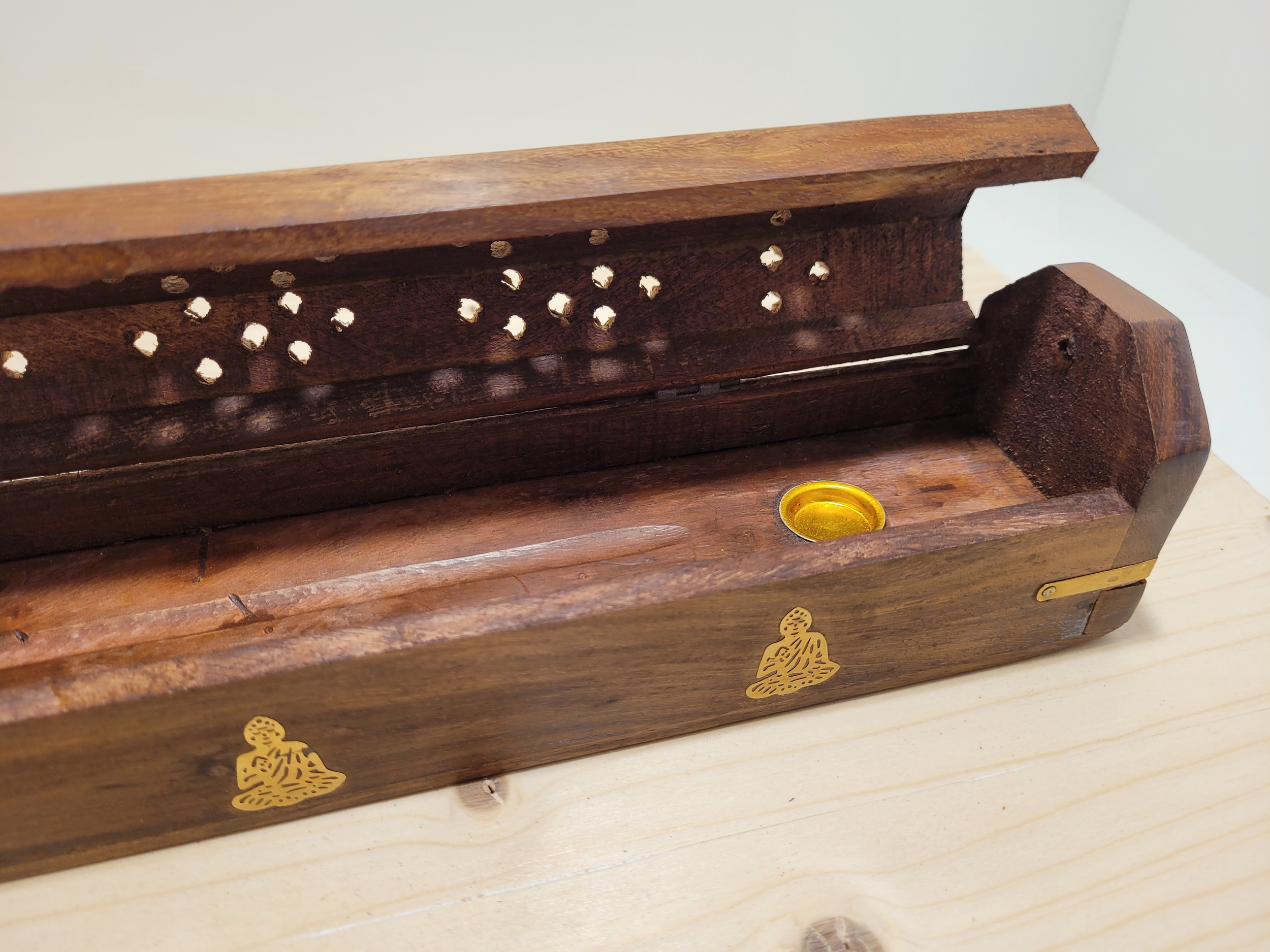 Porte encens coffret bois bouddha 3