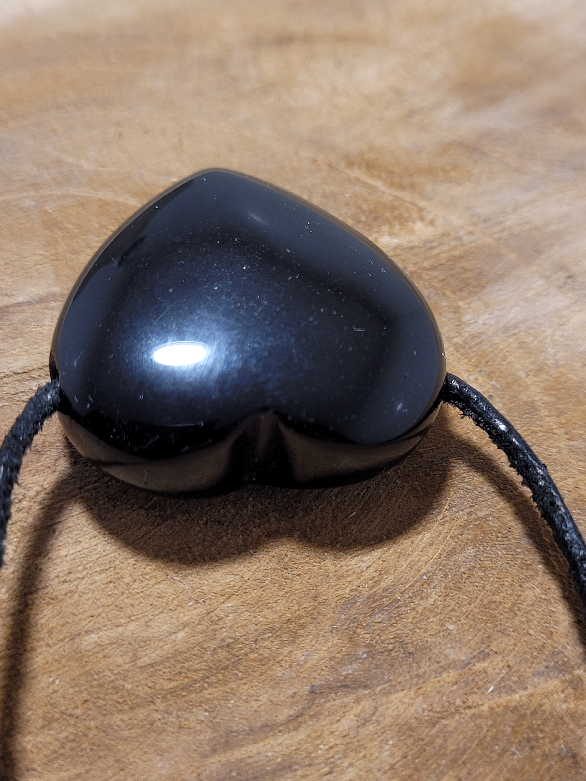 Pendentif coeur percé onyx noir 5