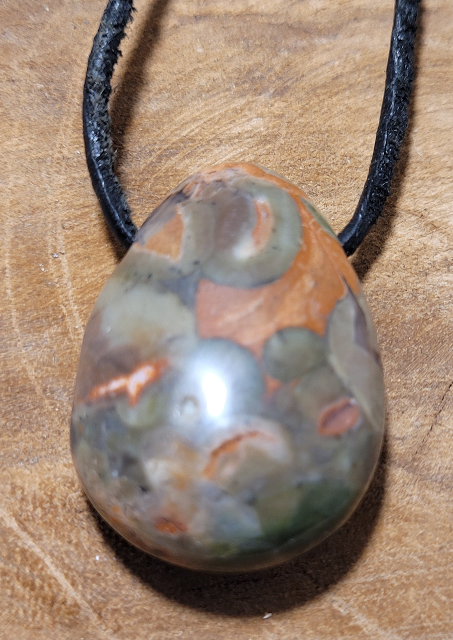 pendentif goutte percé rhyolite de fleur 2