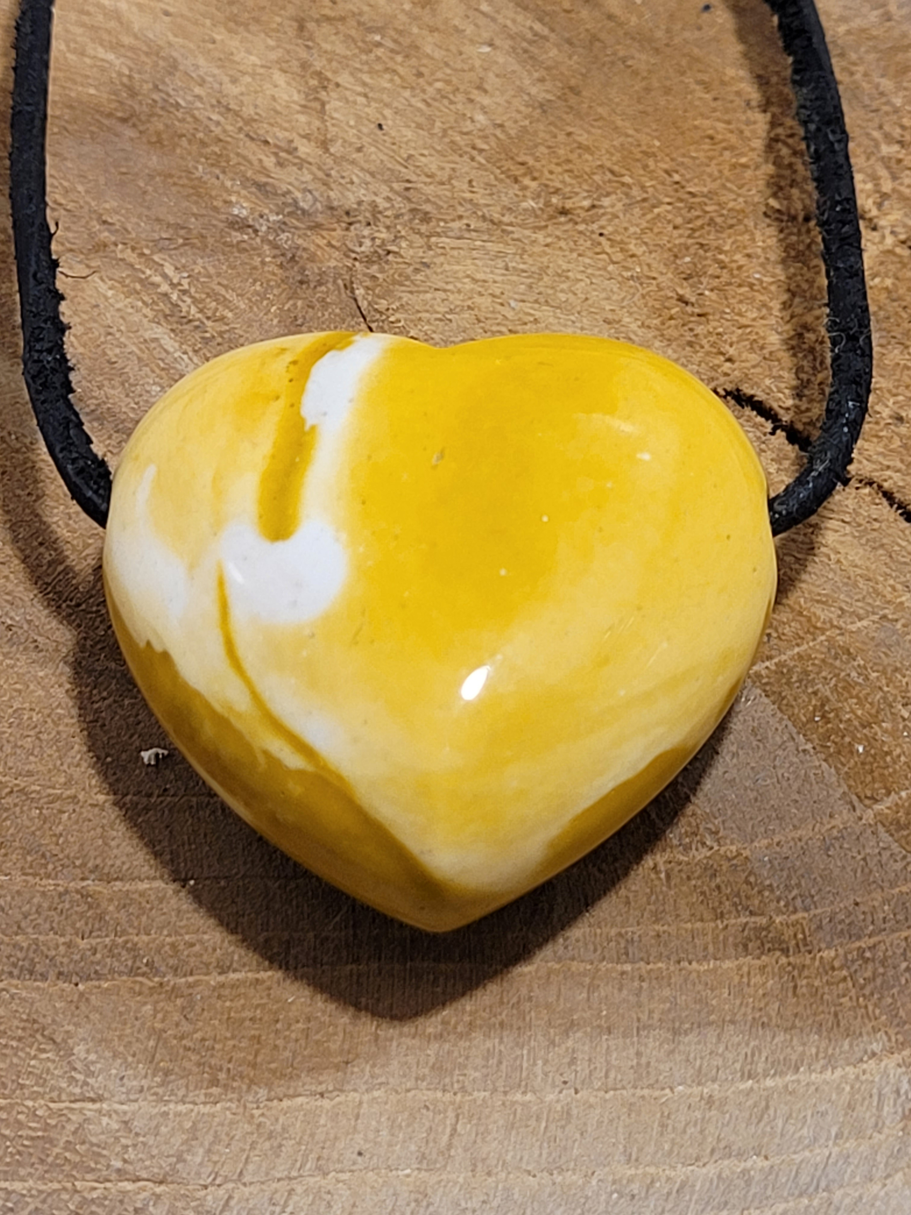 Pendentif coeur percé jaspe mokaïte 3