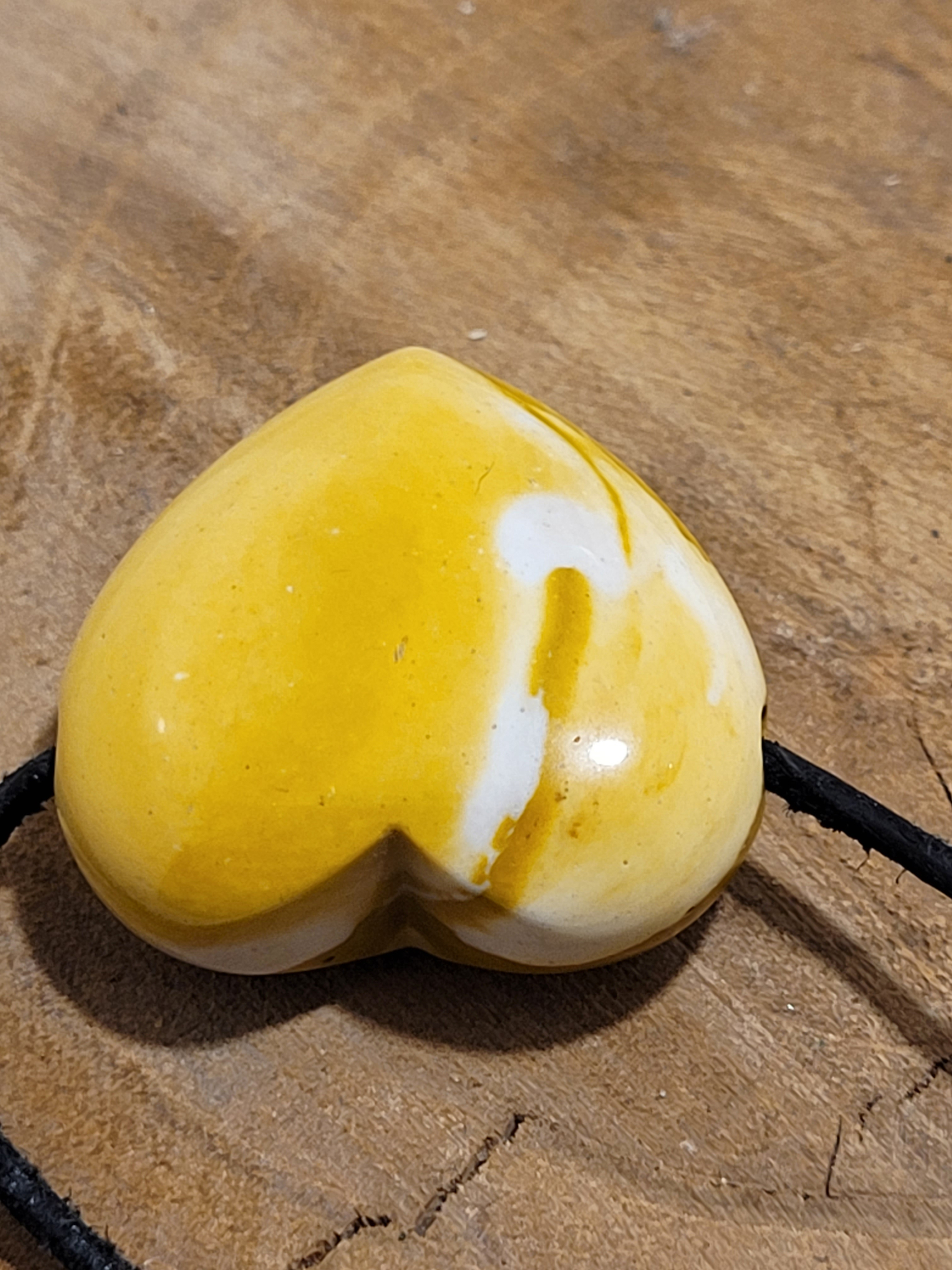 Pendentif coeur percé jaspe mokaïte 5
