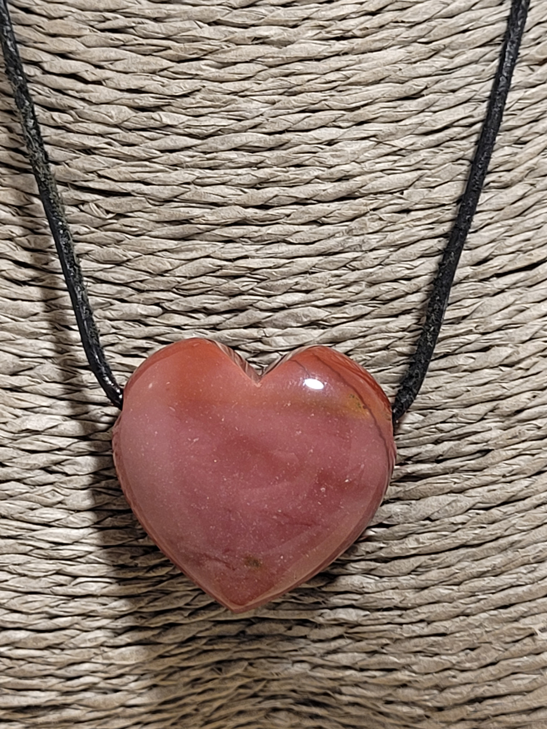 Pendentif coeur percé jaspe mokaïte 10