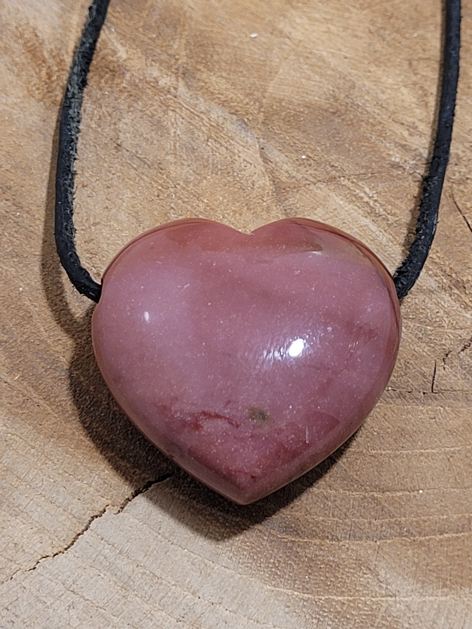 Pendentif coeur percé jaspe mokaïte 11