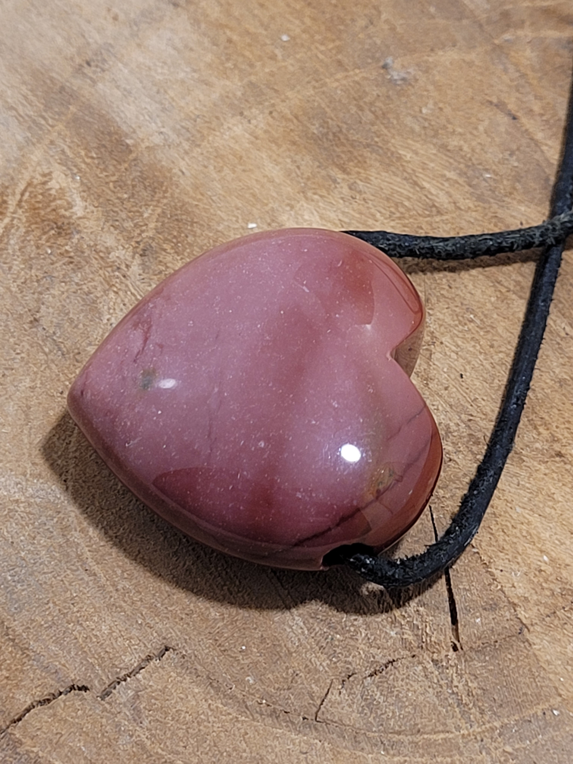 Pendentif coeur percé jaspe mokaïte 12