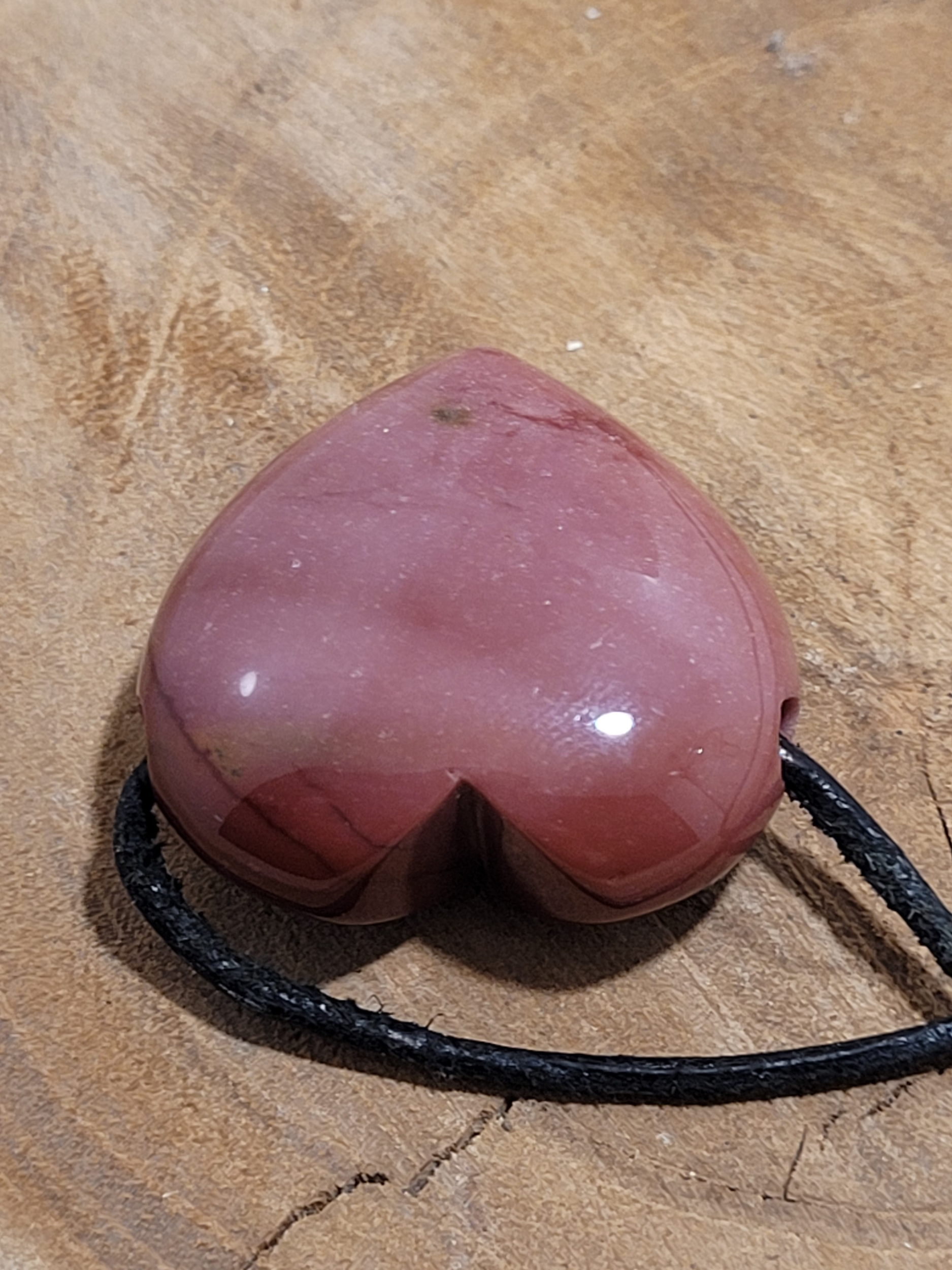 Pendentif coeur percé jaspe mokaïte 13