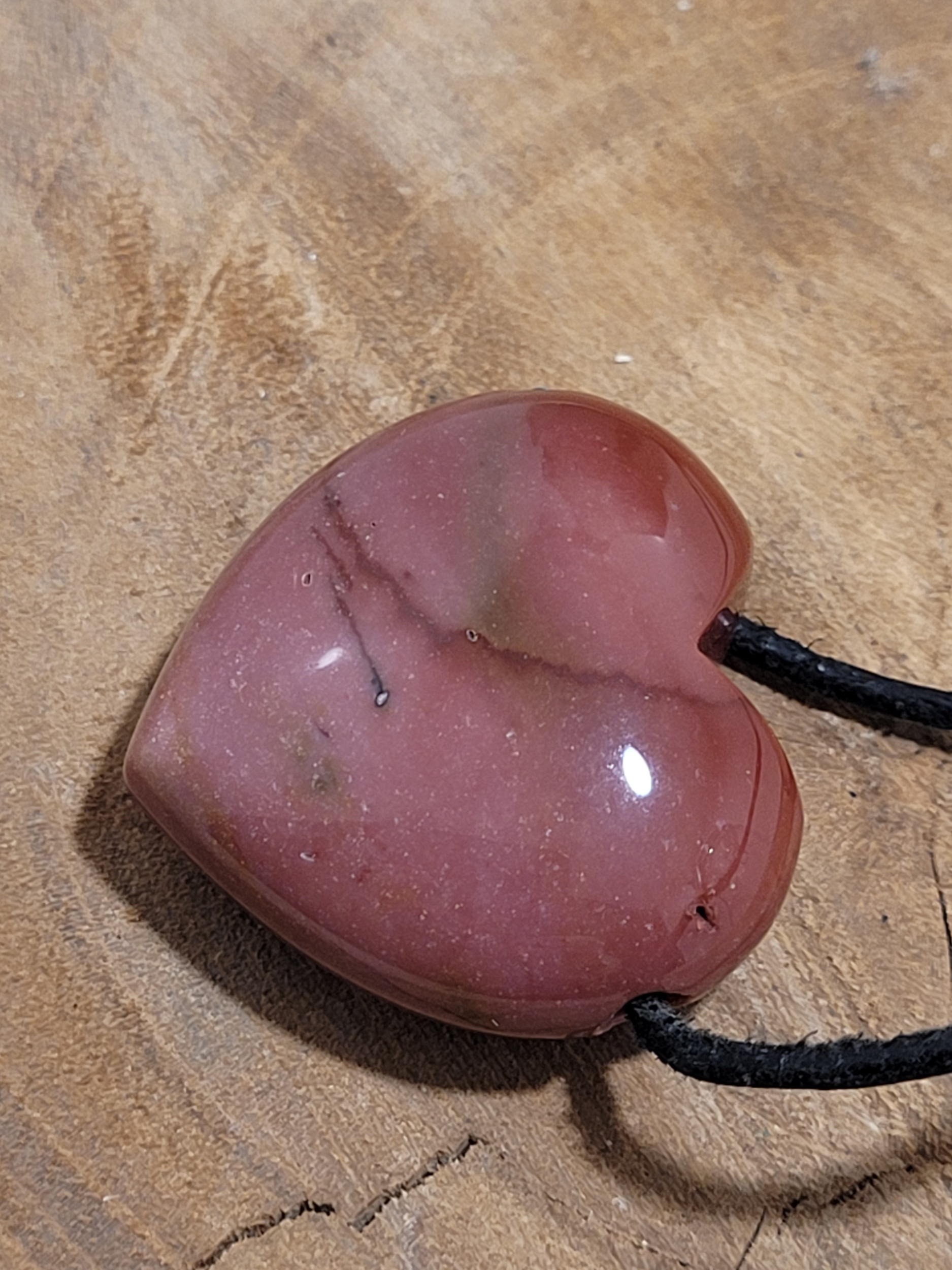 Pendentif coeur percé jaspe mokaïte 15