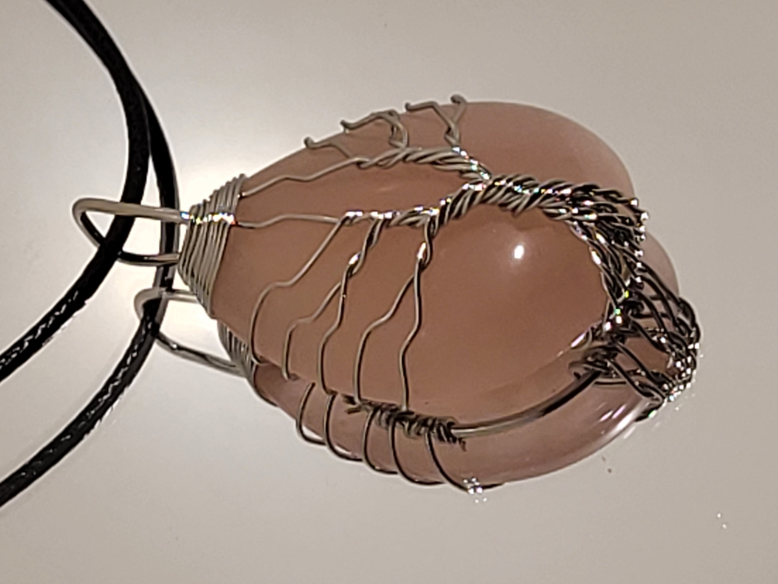 pendentif goutte quartz rose arbre de vie 4