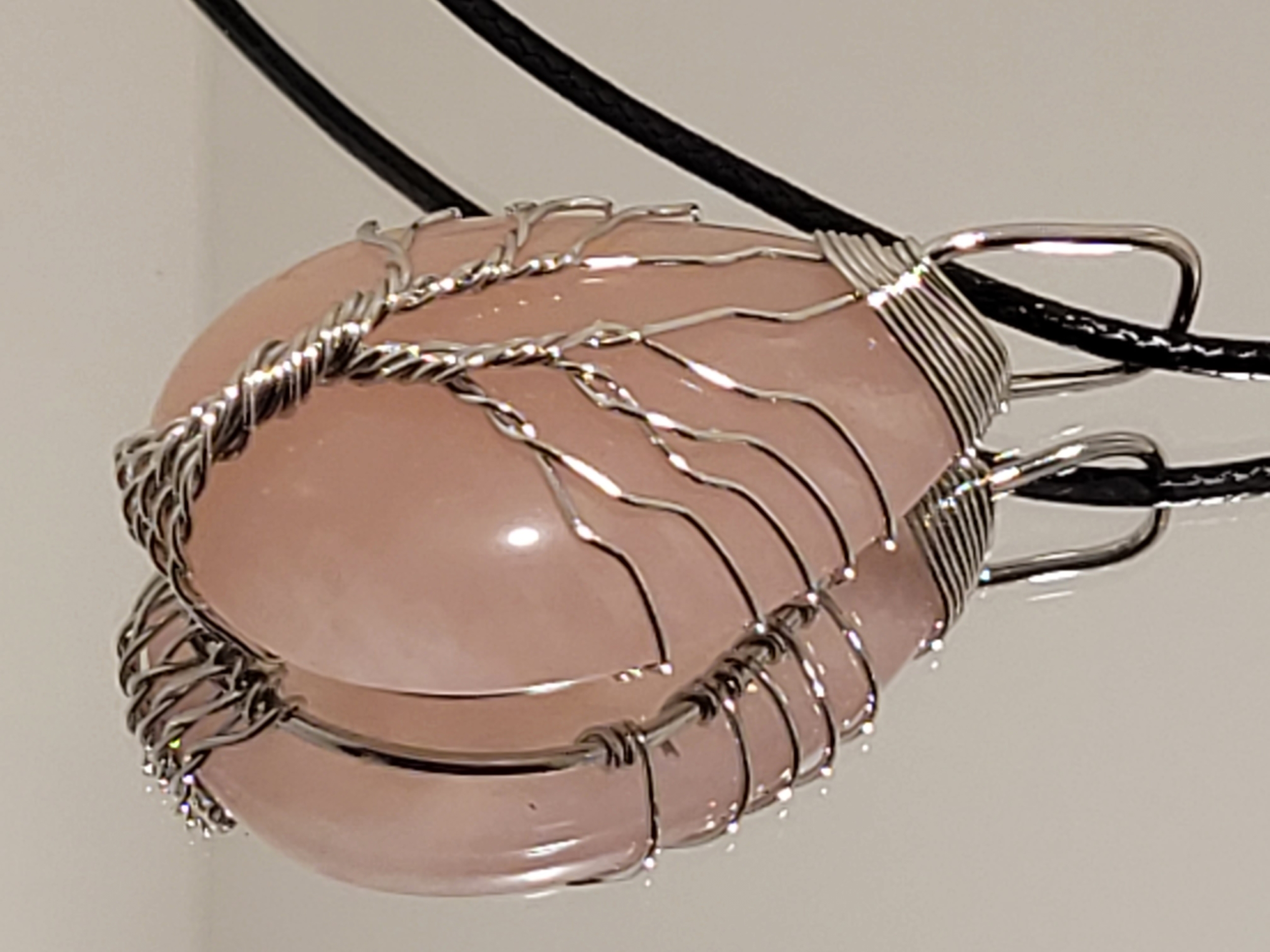 pendentif goutte quartz rose arbre de vie 5