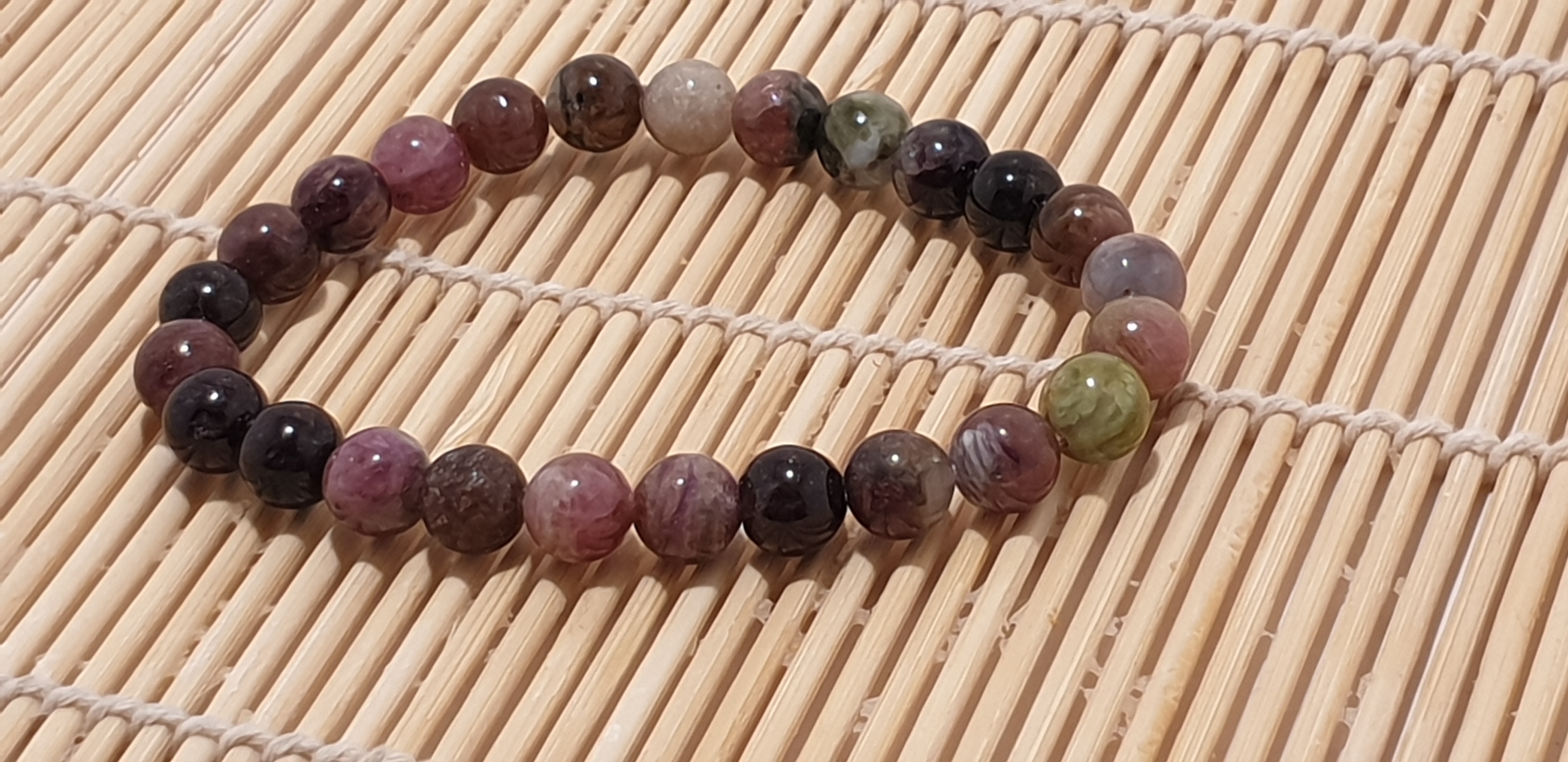 Bracelet Tressé Perles Tourmaline Naturelle - Style Tibétain, Lithothérapie, Réglable - Neuf Avec étiquettes