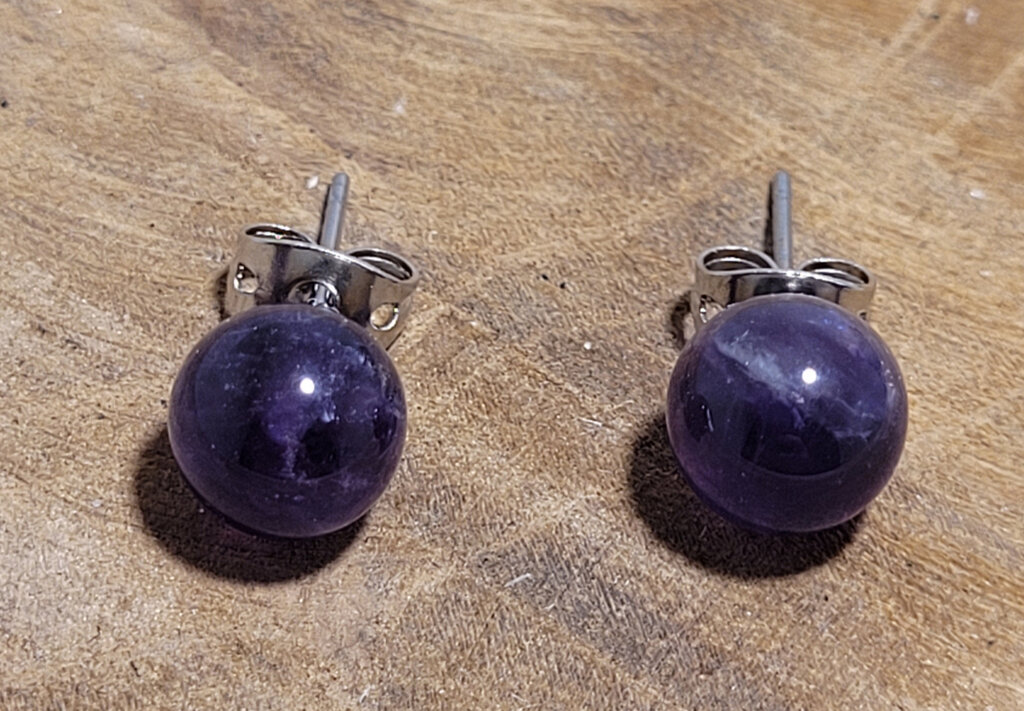 Boucles D’oreilles En Argent Avec Améthyste – Occasion – Style Vintage Ou élégant