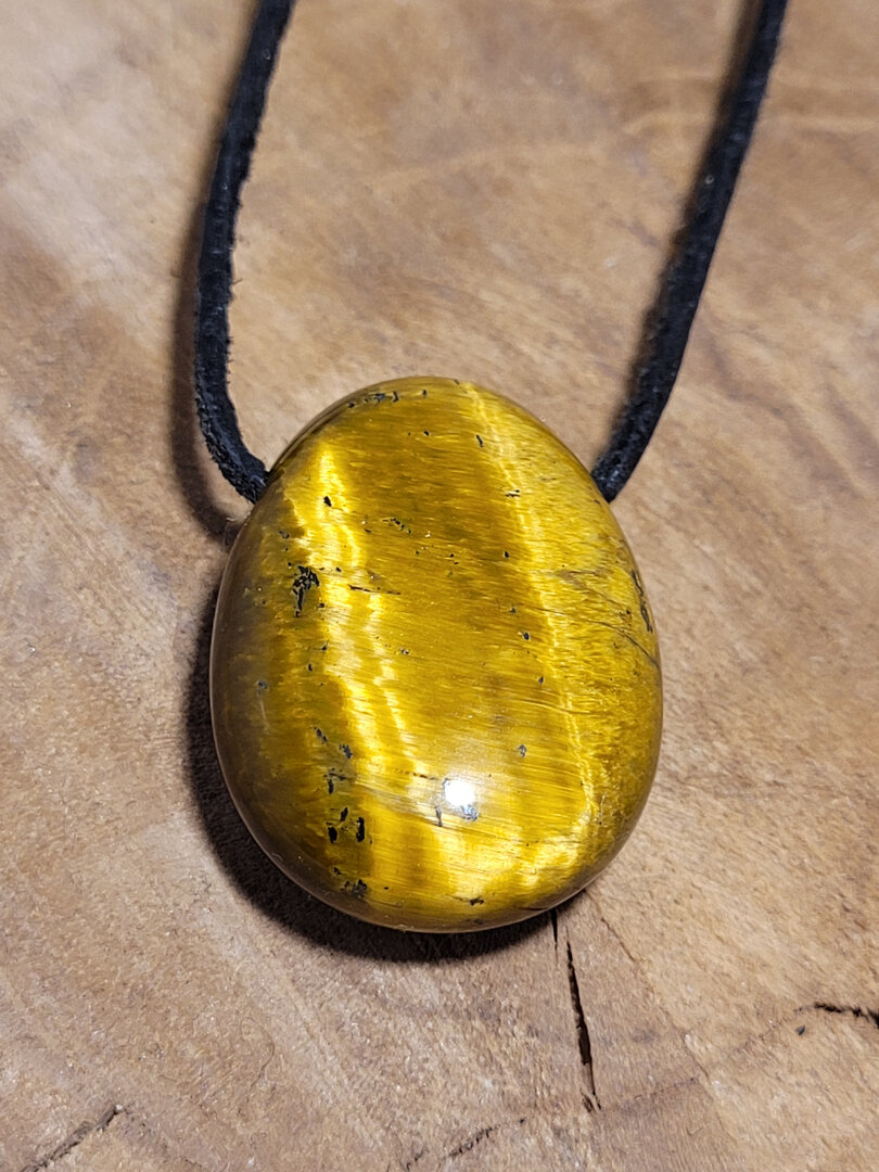 Pendentif Oeil De Tigre Pierre Naturelle Qualité Extra - Collier Cordon Offert
