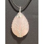 pendentif goutte quartz rose arbre de vie 1