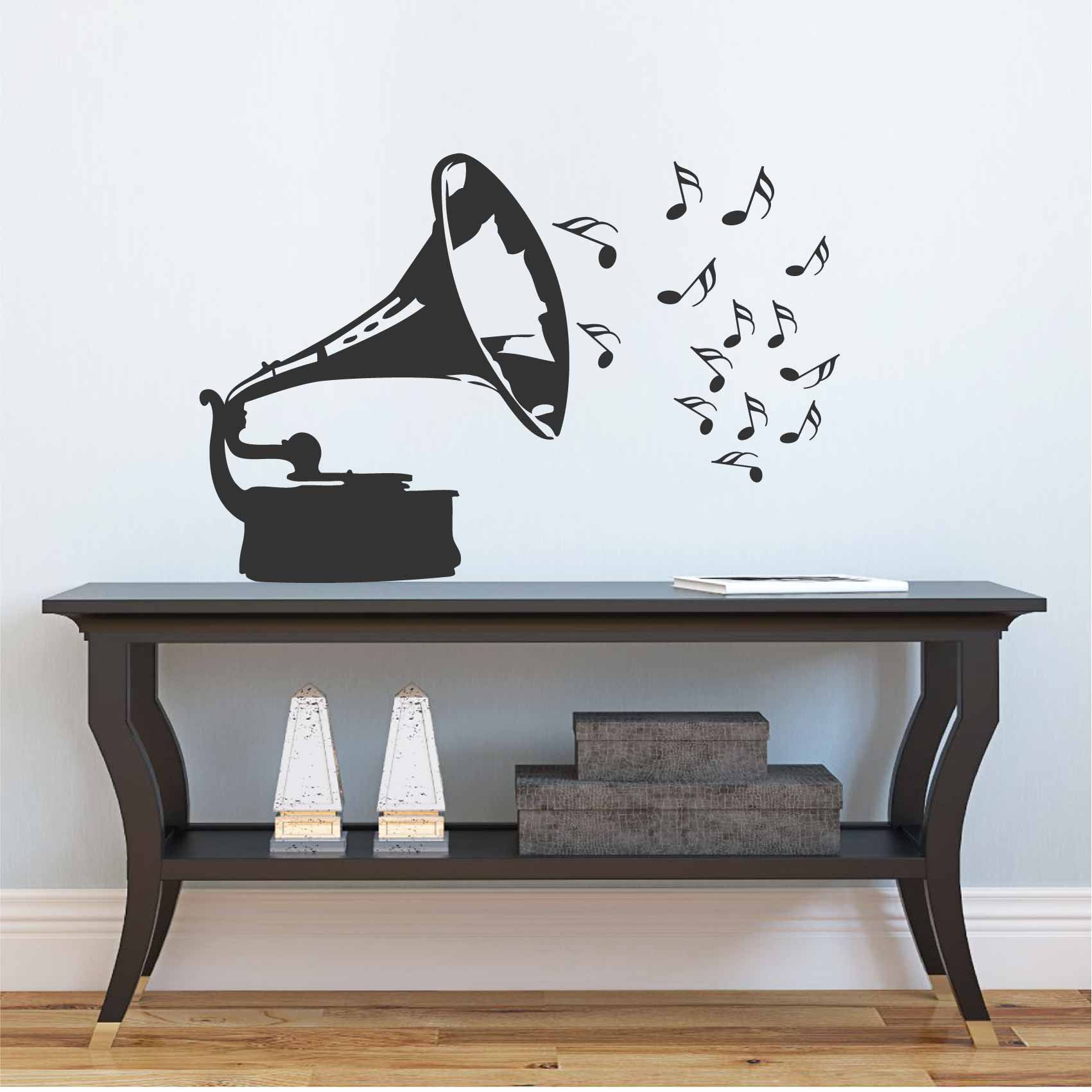 stickers-musique-vintage-ref20musique-autocollant-muraux-musique-sticker-mural-gramophone-musical-note-notes-deco-salon-chambre-adulte-ado-enfant