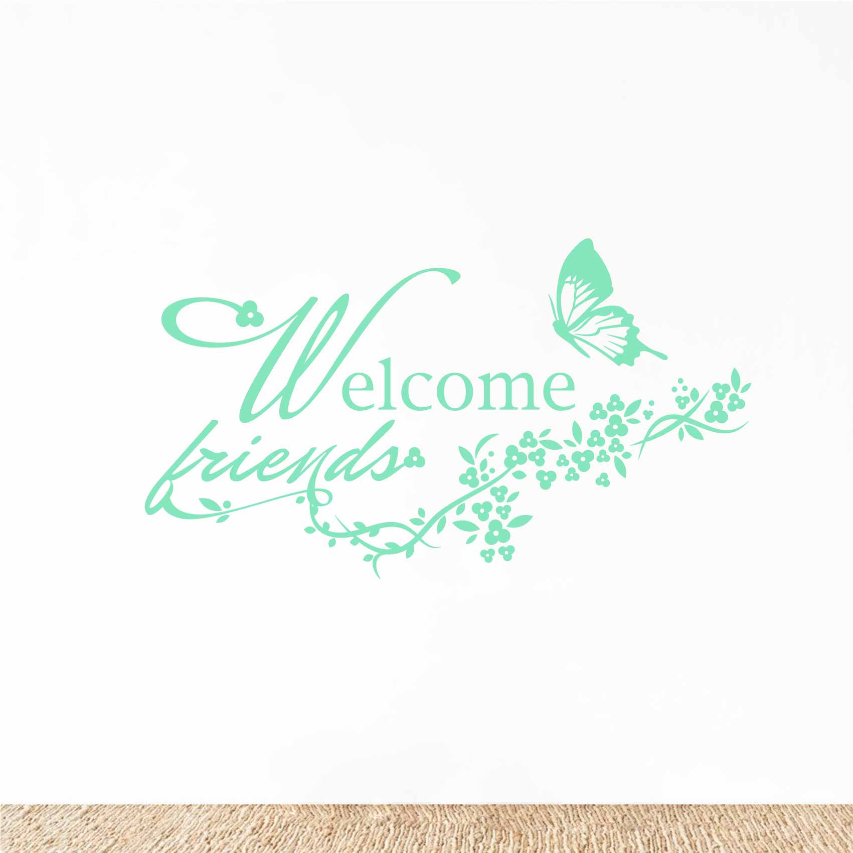 stickers-papillon-welcome-friends-ref3welcome-autocollant-muraux-bienvenue-sticker-mural-welcome-home-sweet-home-entrée-séjour-salon-cuisine-porte-deco