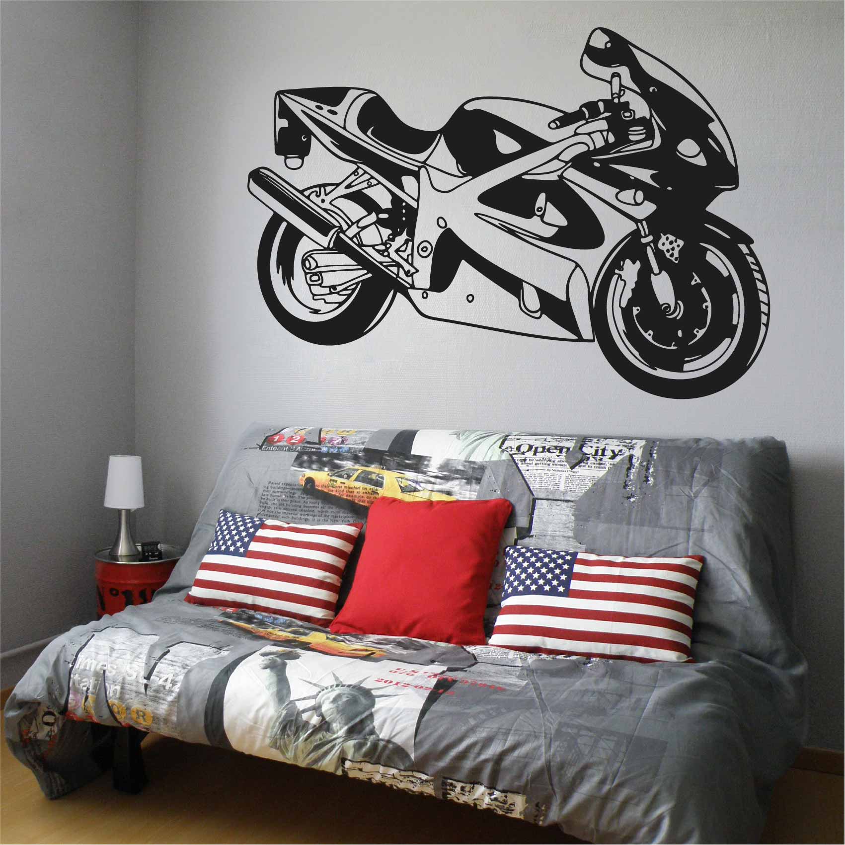 Autocollants muraux de moto autocollants muraux de mode moderne pour autocollants de chambre denfants Stickers muraux motif mural A1 43x107 cm 