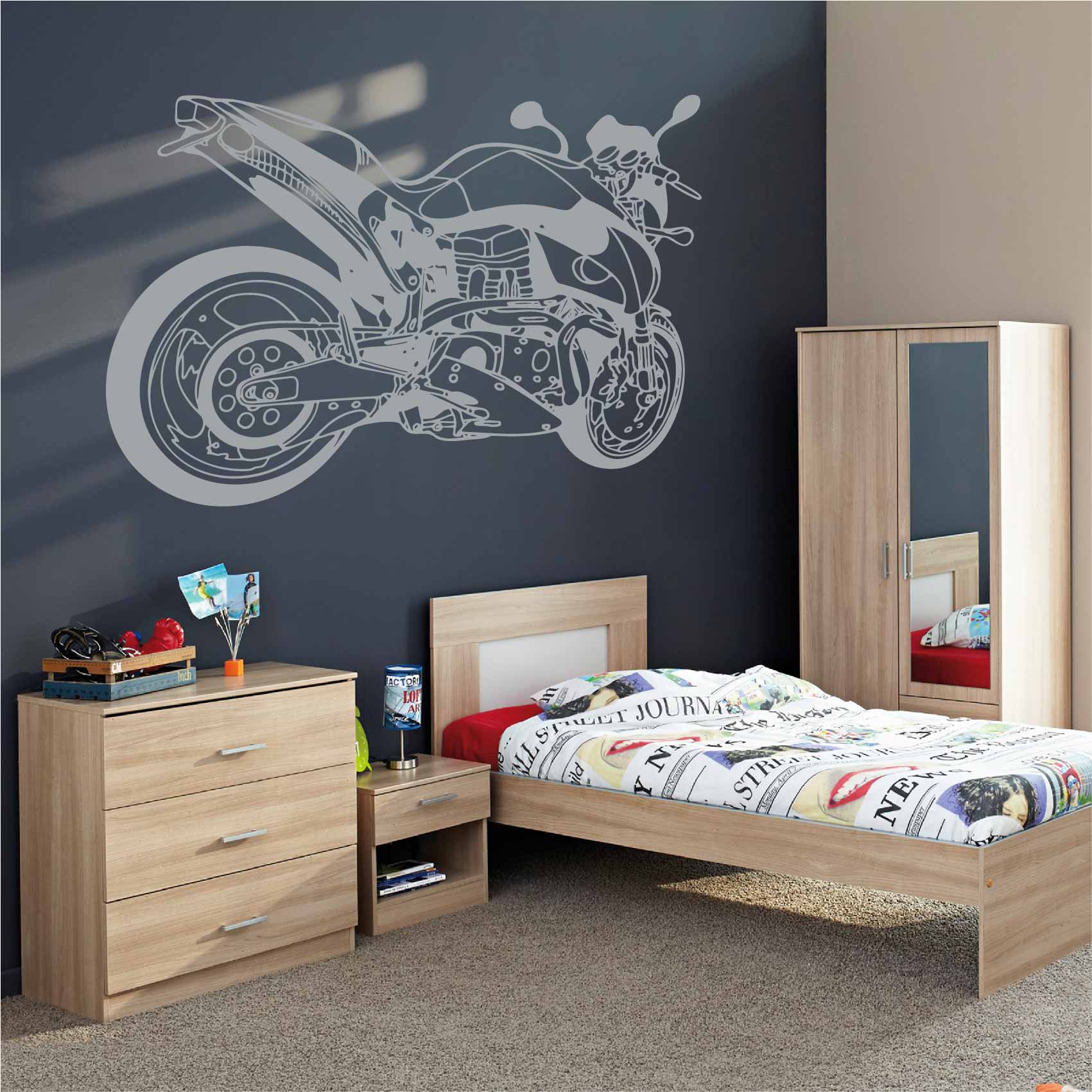 Décalcomanie murale de moto colorée Autocollants muraux de chambre denfants  Décalcomanies murales colorées en vinyle Avion moto pour chambre d'enfant  DU088 -  France