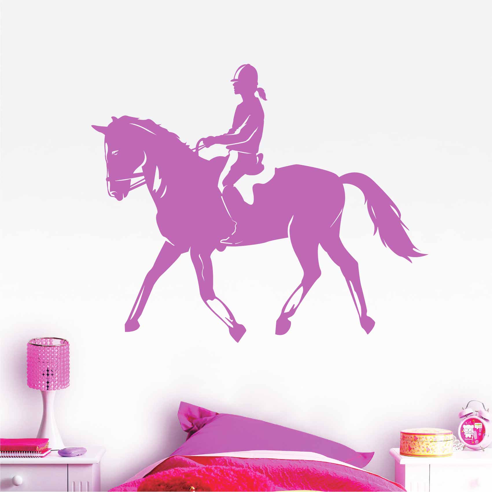 Sticker pour chambre d'adoou de pré-ado avec cheval et fleurs
