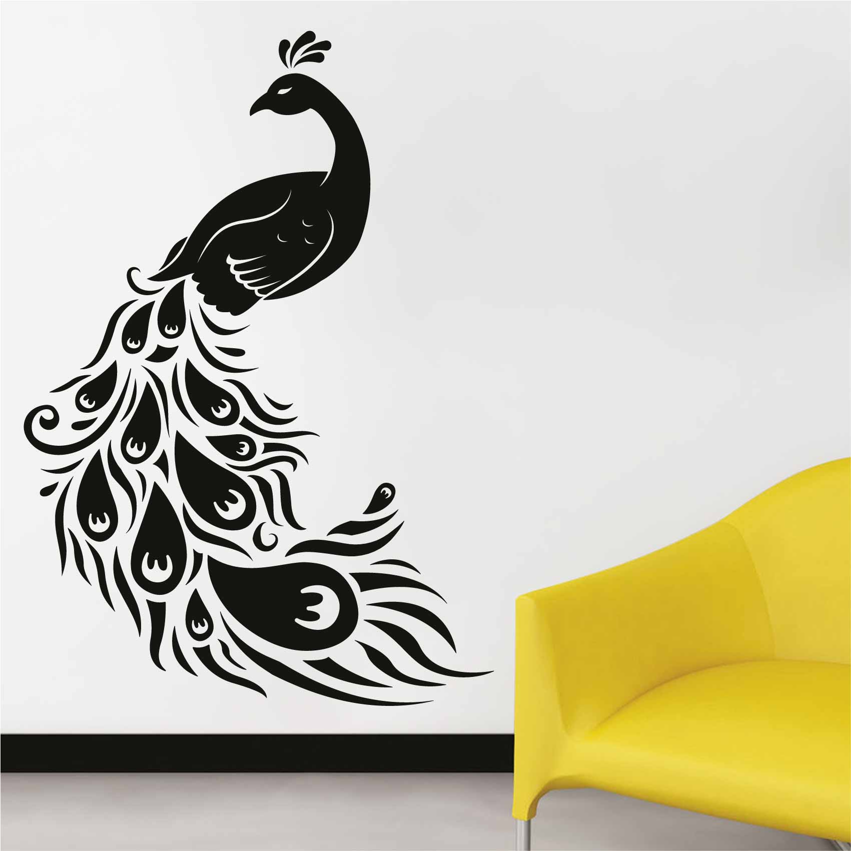 stickers-paon-ref22oiseaux-stickers-muraux-oiseaux-autocollant-chambre-salon-deco-sticker-mural-oiseau-animaux