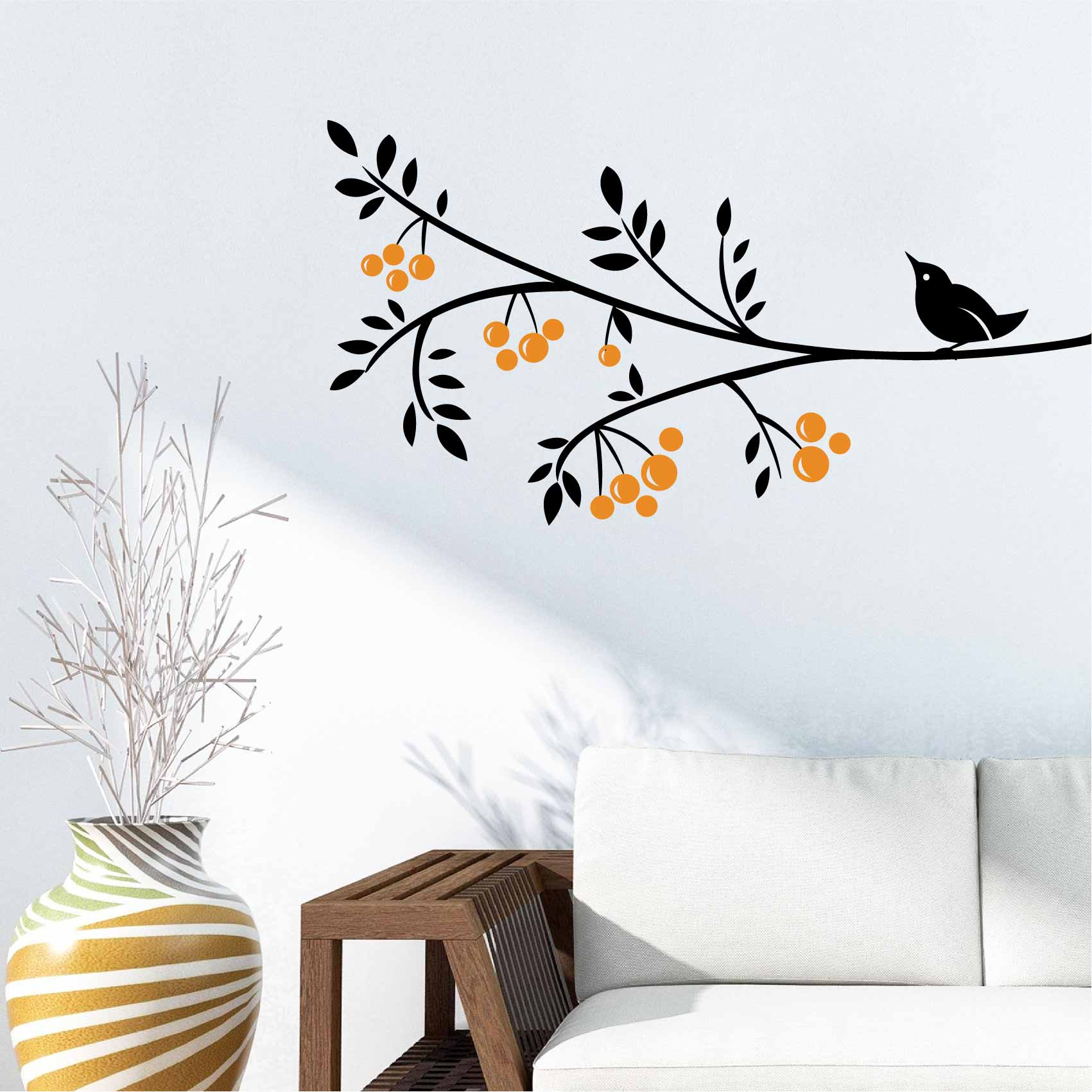 Sticker mural - Branche avec cage à oiseaux