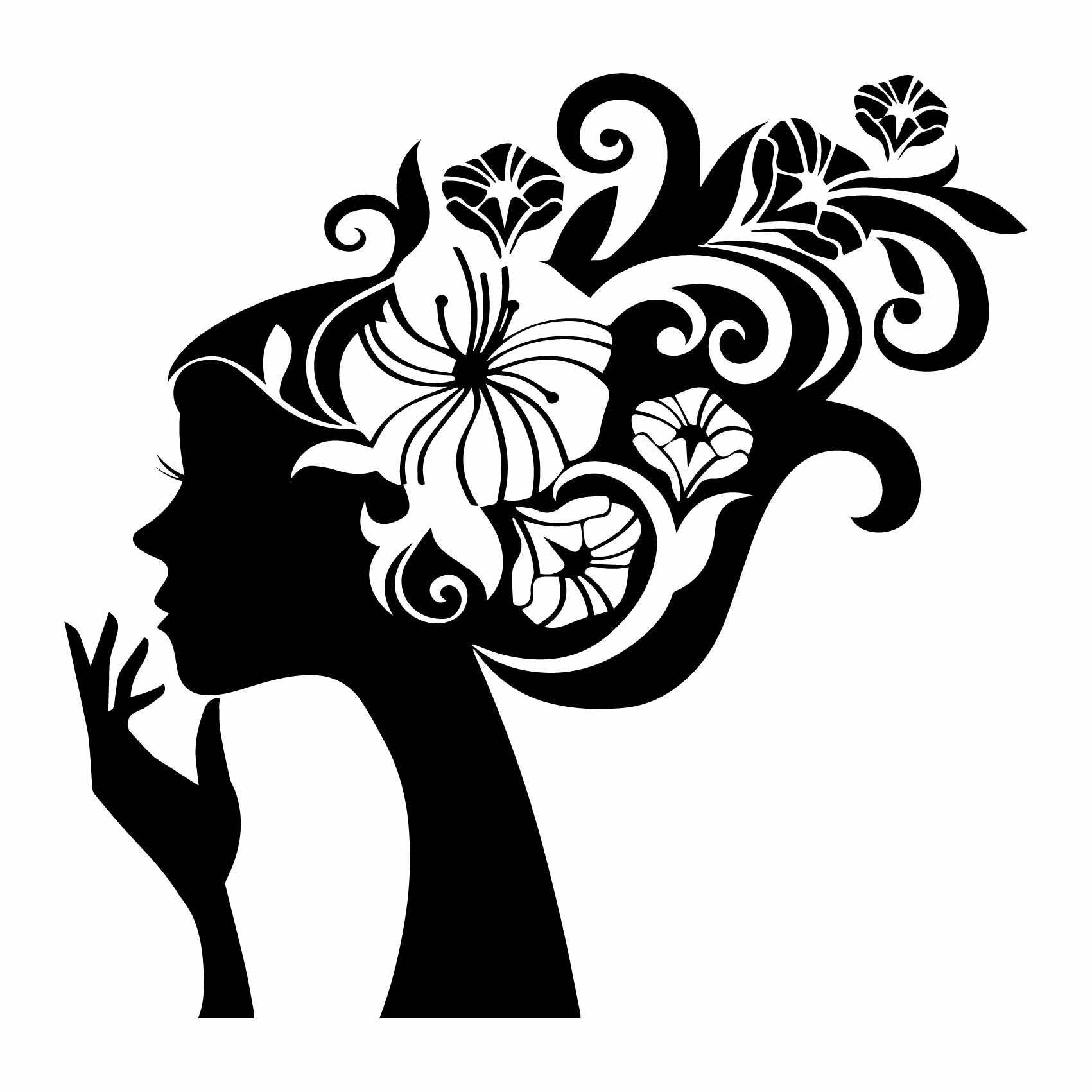 stickers-femme-fleur-silhouette-ref5silhouette-stickers-muraux-silhouette-autocollant-silhouettes-chambre-salon-sticker-mural-ombre-(2)