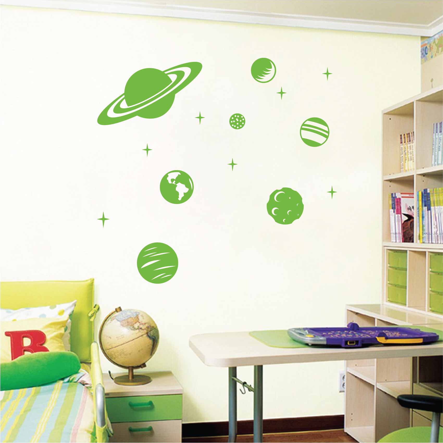 Stickers Muraux Espace Planete Astronaute Autocollants Muraux Mural Stickers  Systeme Solaire Étoiles pour Chambre Enfants Garçon Bébé Pépinière,Multi