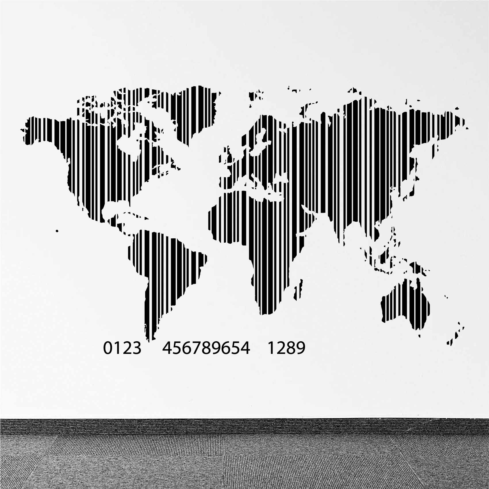 Sticker Autocollant Carte du Monde Murale Noir