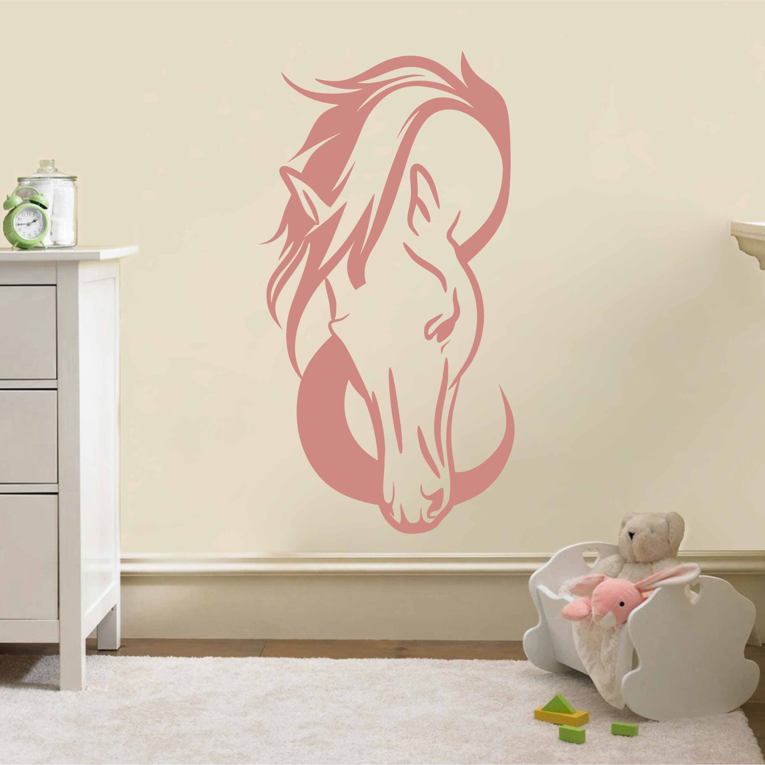 Stickers-cheval-criniere-ref2cheval-autocollant-chevaux-deco-sticker-muraux-chambre-fille-enfant-mignon