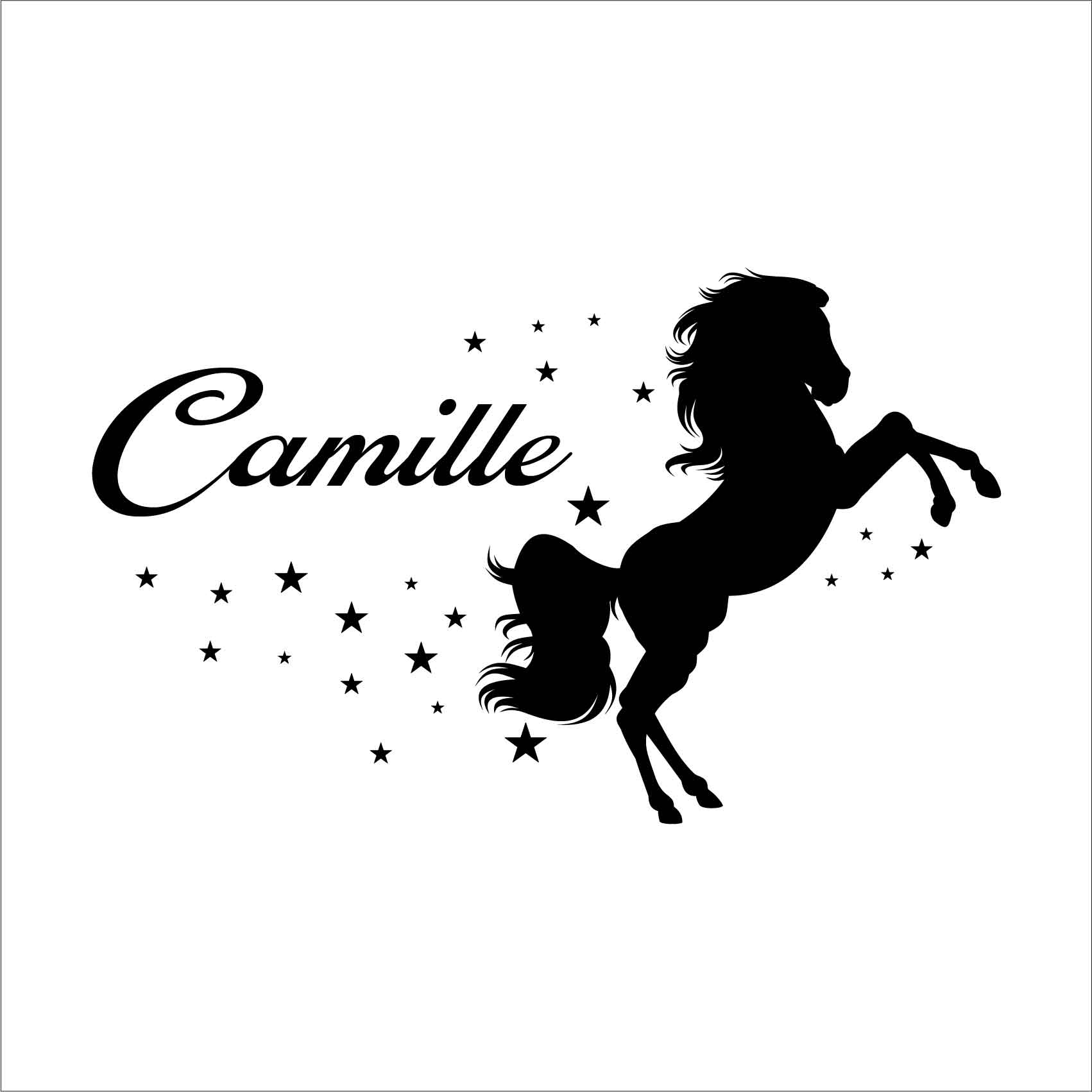 Stickers-cheval-nom-personnalise-ref2chevalnom-autocollant-chevaux-deco-sticker-muraux-chambre-fille-silhouette-fb