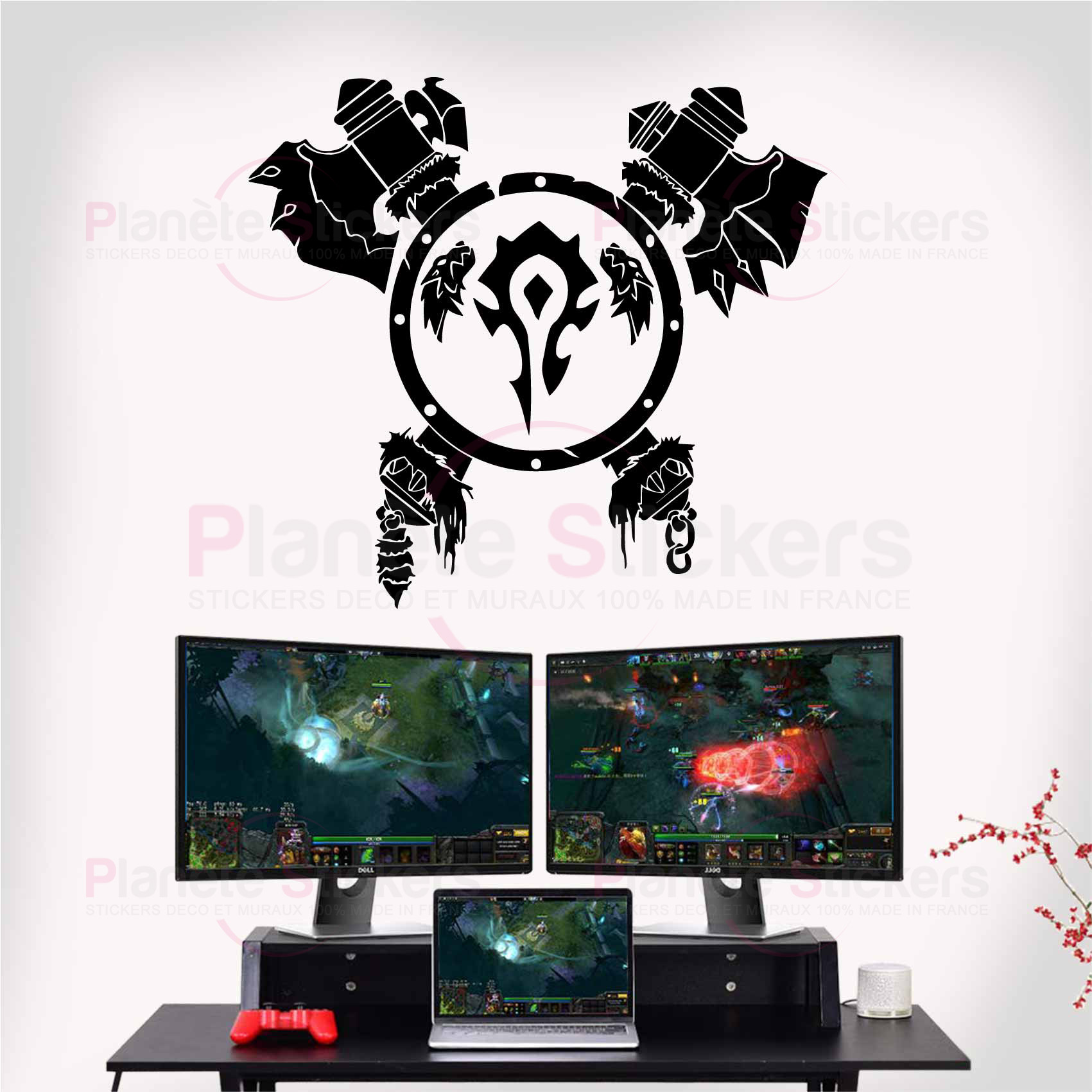 stickers-bouclier-horde-wow-ref26wow-stickers-muraux-world-of-warcraft-autocollant-mural-jeux-video-sticker-gamer-deco-gaming-salon-chambre