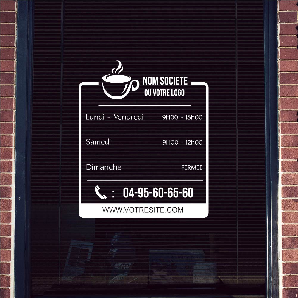 stickers-horaires-café-personnalisés-ref2horaireboutique-autocollant-horaire-porte-sticker-vitrine-restaurant-magasin-boutique-personnalisable