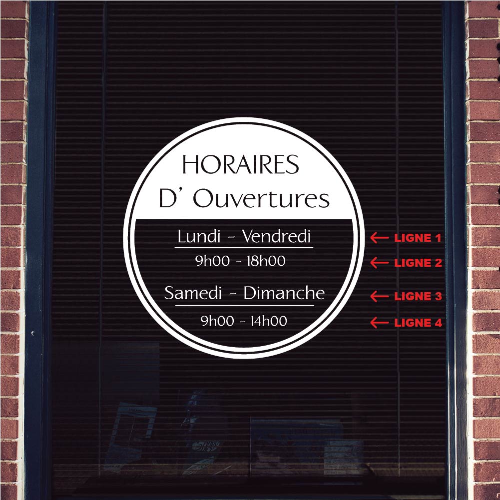 Stickers Horaires Personnalisables - Stickers Vitrine Pro