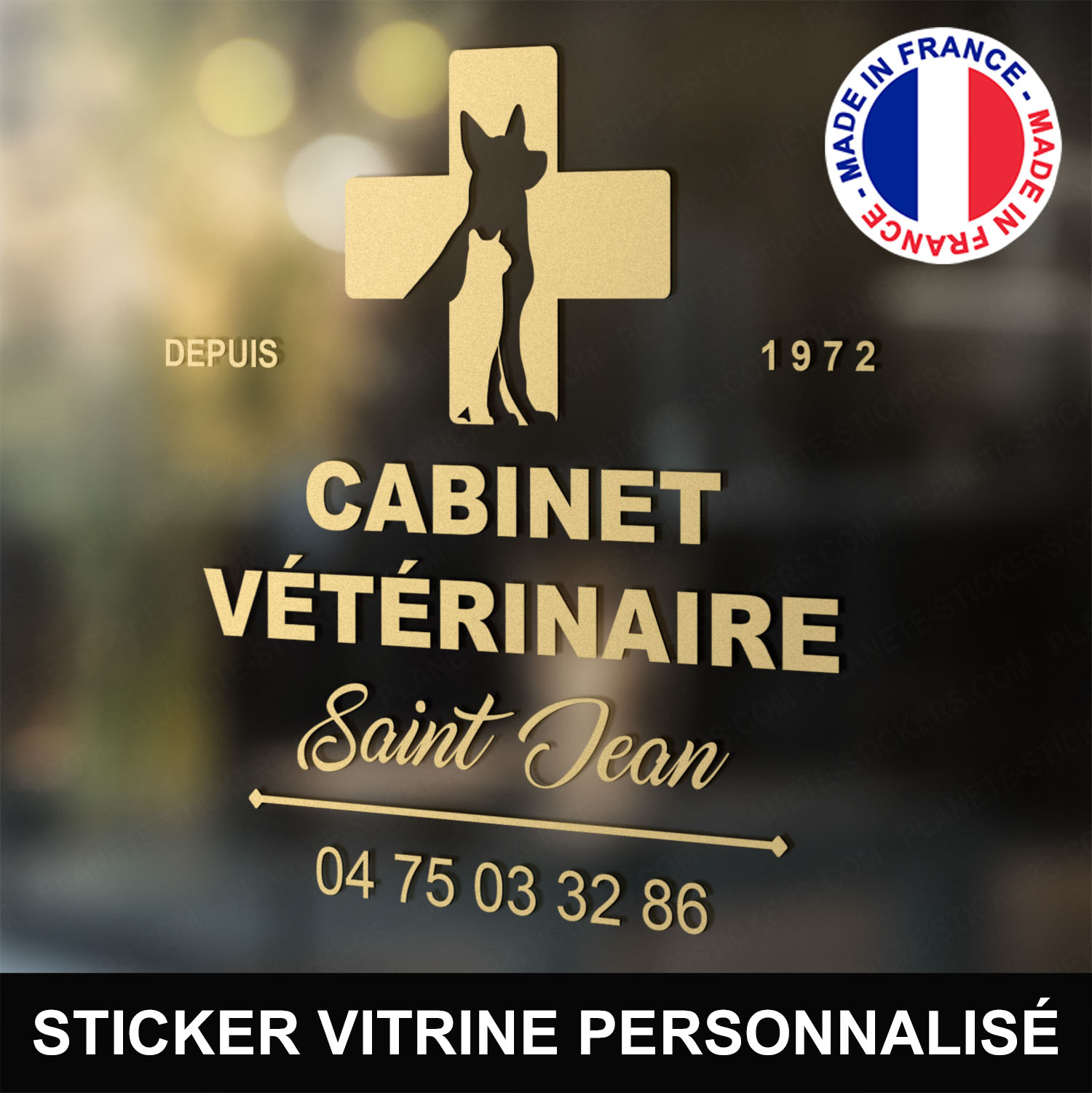 ref2veterinairevitrine-stickers-cabinet-vétérinaire-vitrine-sticker-personnalisé-autocollant-pro-veterinaire-professionnel