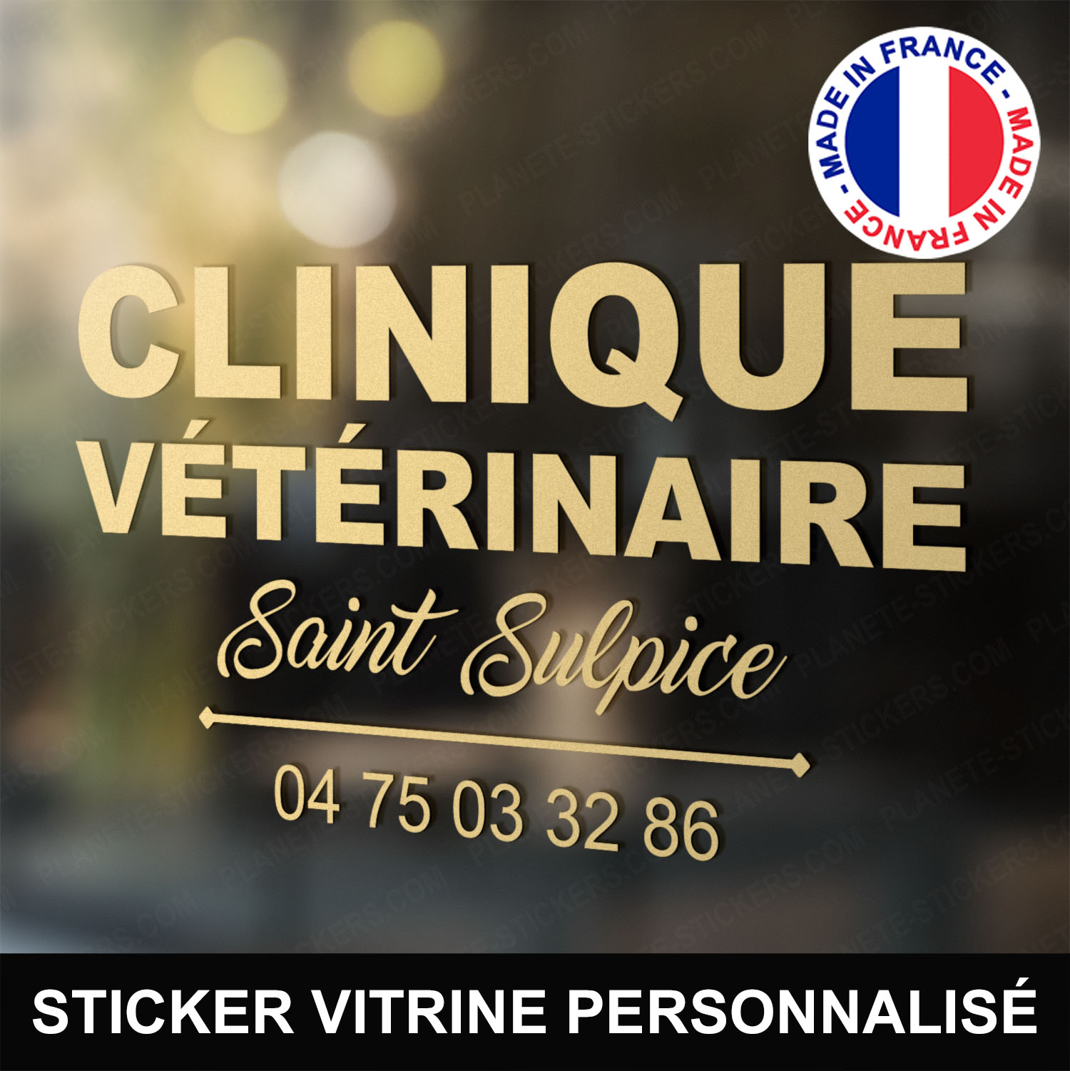 ref5veterinairevitrine-stickers-clinique-vétérinaire-vitrine-sticker-personnalisé-autocollant-pro-veterinaire-professionnel