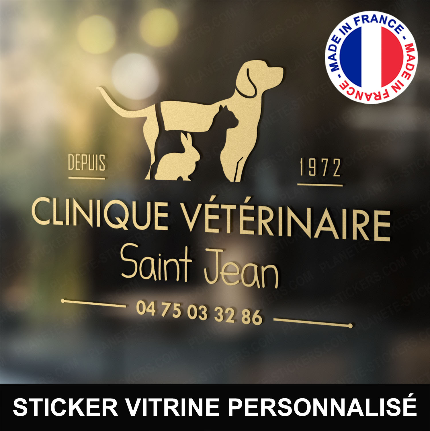 ref9veterinairevitrine-stickers-clinique-vétérinaire-vitrine-sticker-personnalisé-autocollant-pro-veterinaire-professionnel