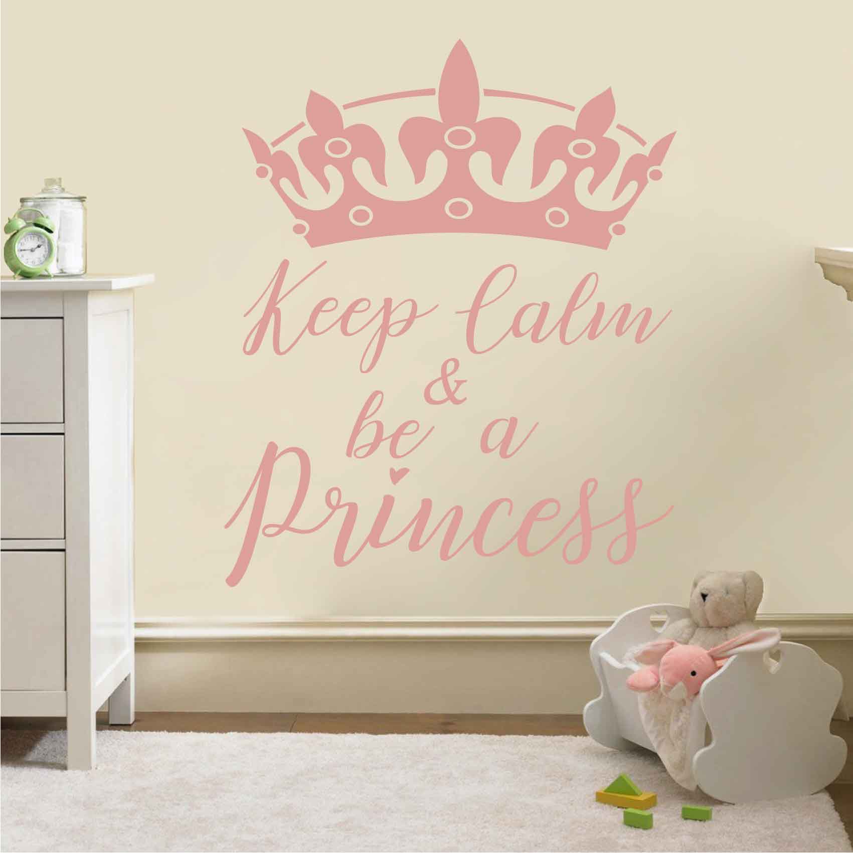 Stickers-keep-calm-and-be-a-princess-ref7princesse-autocollant-princesse-couronne-sticker-muraux-chambre-fille-enfant