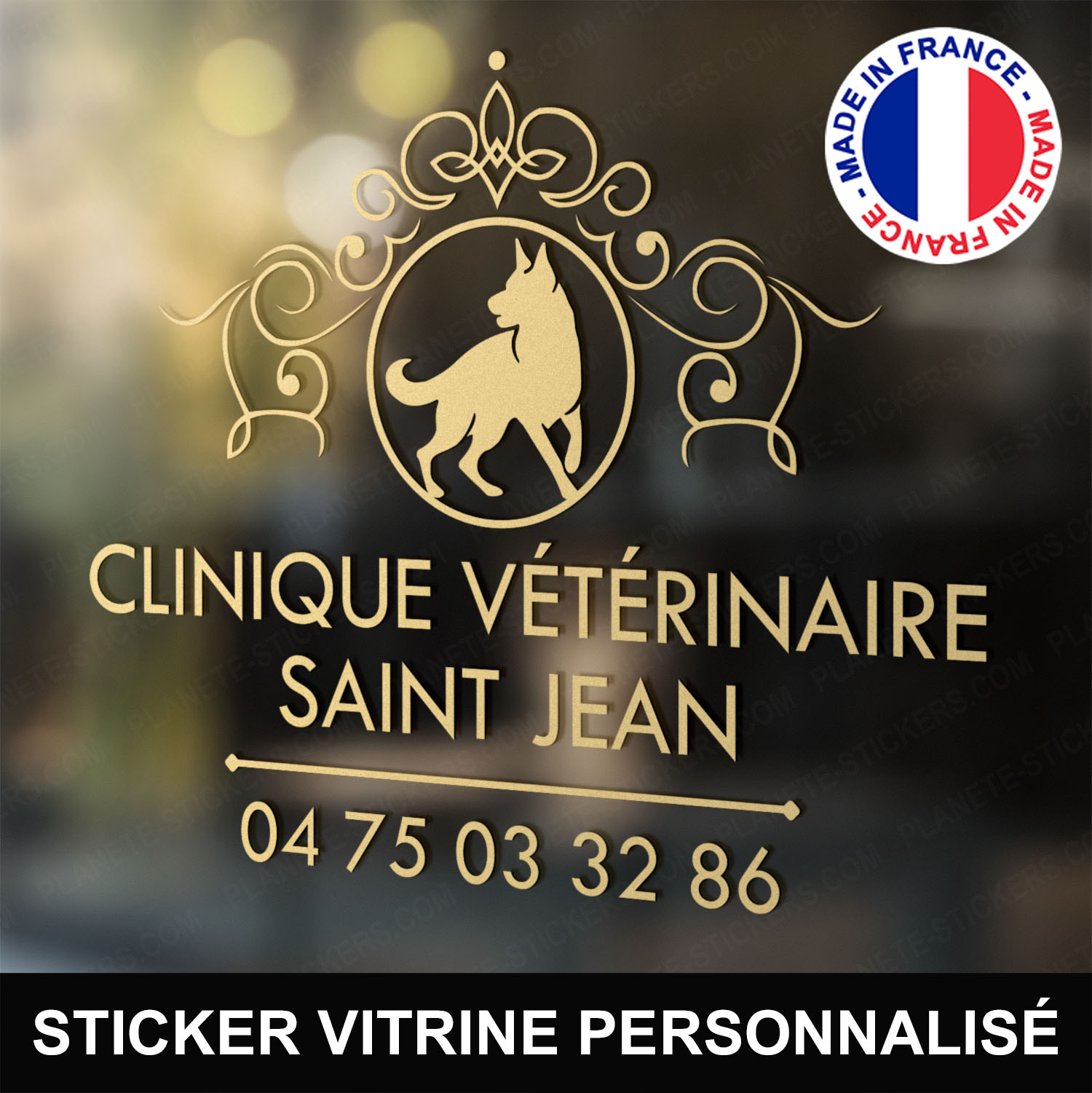 ref15veterinairevitrine-stickers-clinique-vétérinaire-vitrine-sticker-personnalisé-autocollant-pro-veterinaire-professionnel