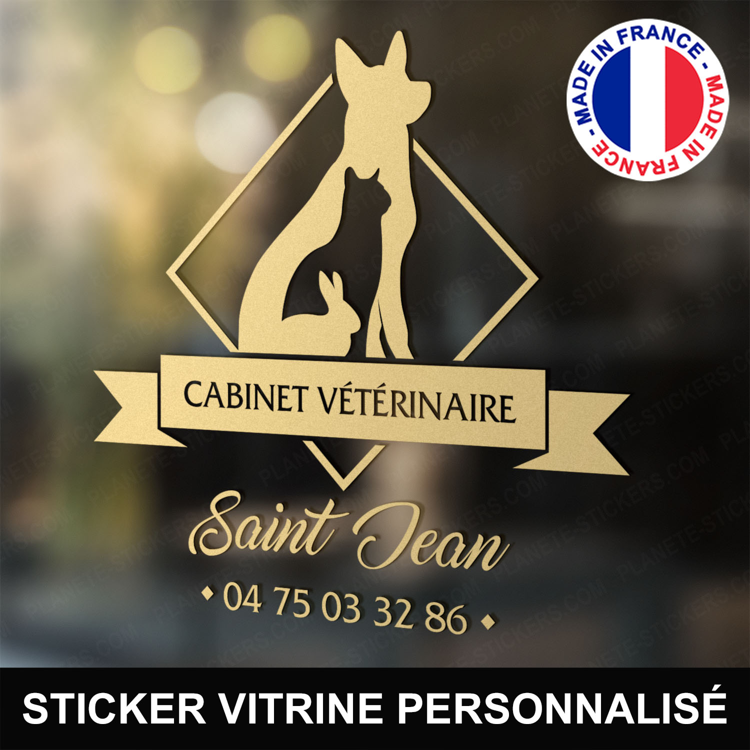 ref20veterinairevitrine-stickers-cabinet-vétérinaire-vitrine-sticker-personnalisé-autocollant-pro-veterinaire-professionnel