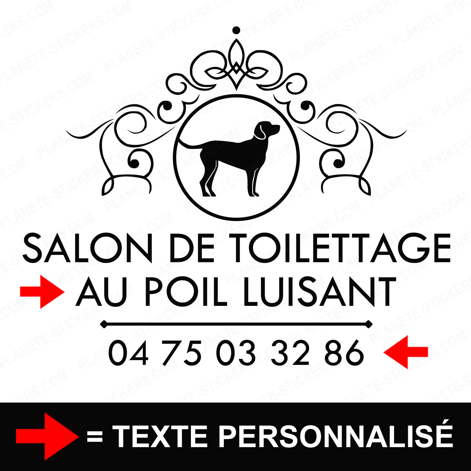 ref9salondetoilettagevitrine-stickers-salon-de-toilettage-vitrine-sticker-personnalisé-autocollant-toiletteur-pro-vitre-professionnel-logo-chien-arabesque-2