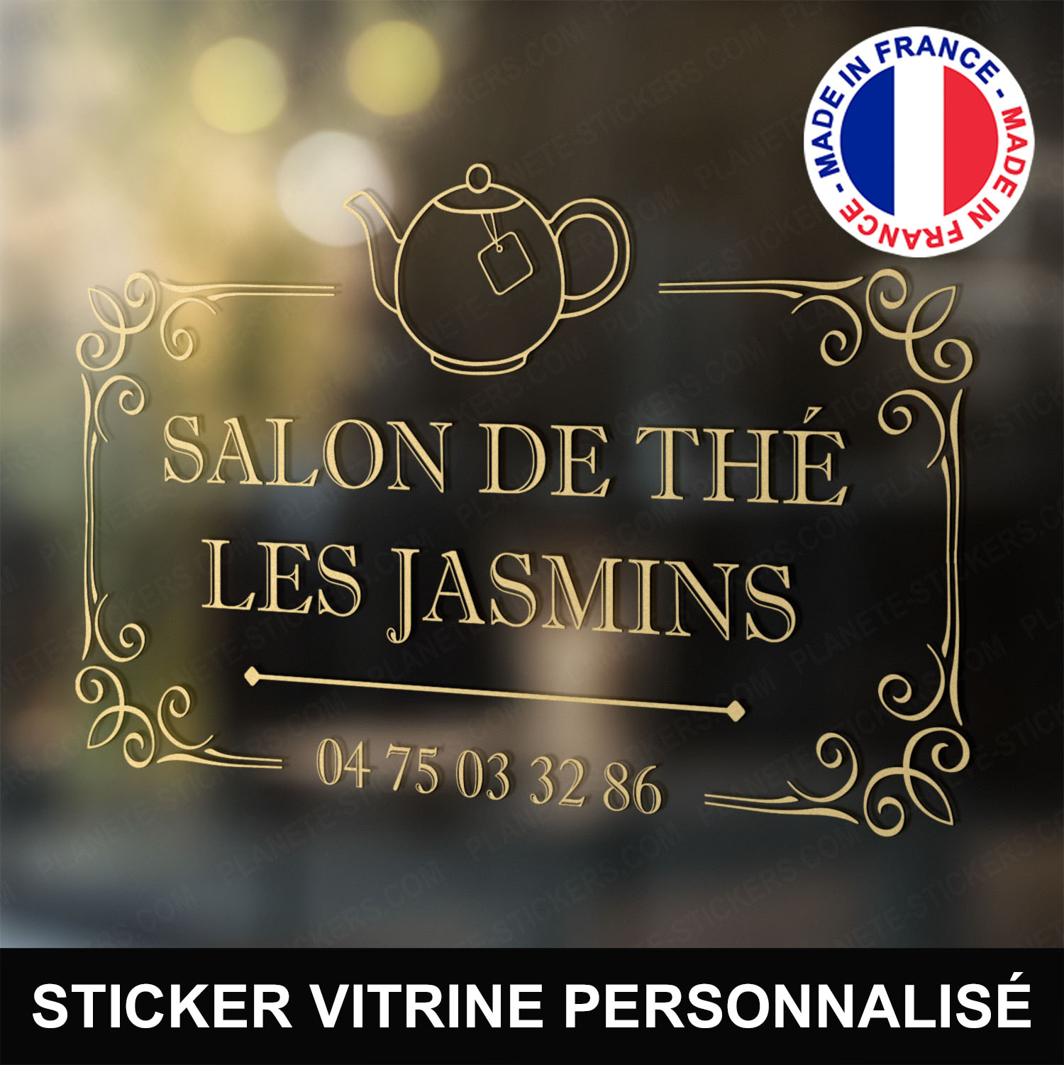 ref14salondethévitrine-stickers-salon-de-thé-vitrine-sticker-personnalisé-autocollant-pro-vitre-professionnel-logo-théière-arabesque