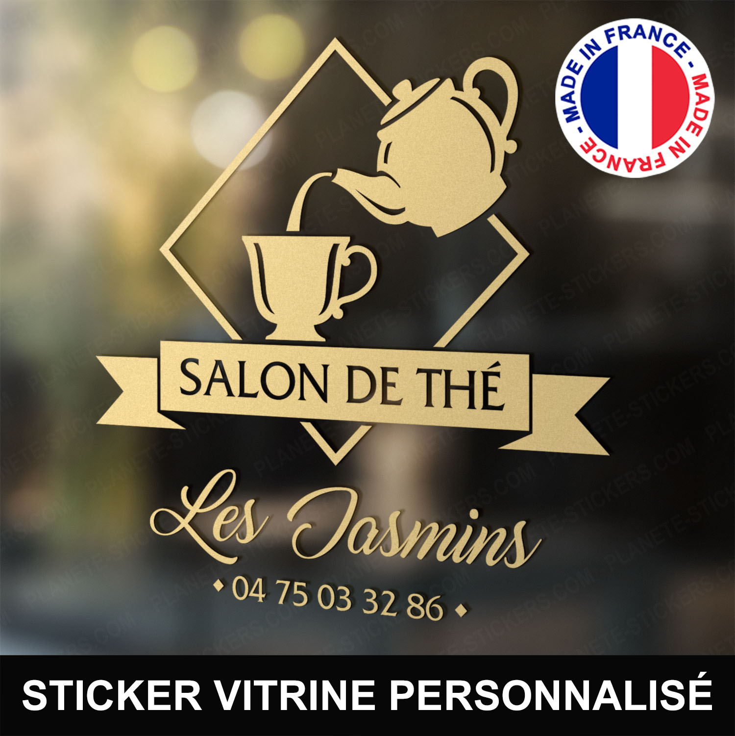 ref15salondethévitrine-stickers-salon-de-thé-vitrine-sticker-personnalisé-autocollant-pro-vitre-professionnel-logo-théière-tasse